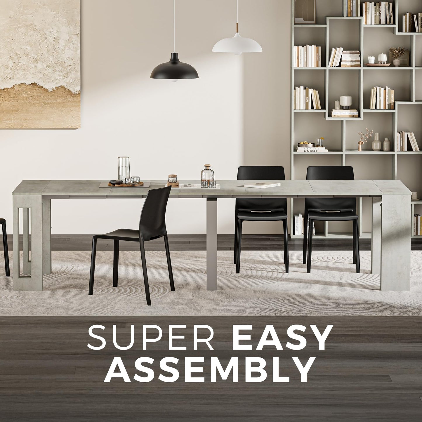 Mobili Fiver, Easy, Extendable Console Table with Extension Leaves Holder, 17.7(120.1) x35.4 in, Rustic Oak, for 4-12 People, Space Saving Dining Table for Entrance, Living Room, Italian Furniture