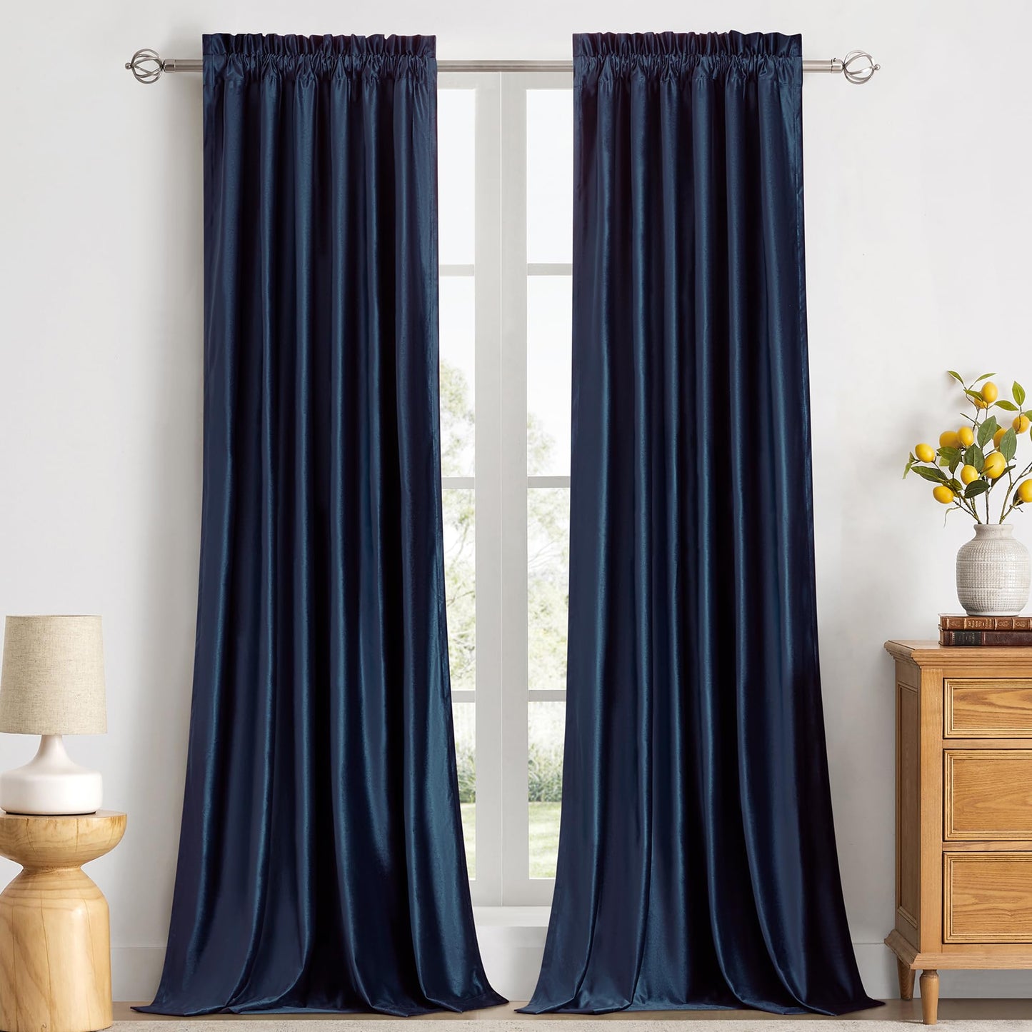 PRIMROSE Velvet Curtains 84 inch for Living Room Champagne Beige Rod Pocket Window Drapes Treatment Semi Room Darkening Decor Curtains for Bedroom Set of 2 Panels