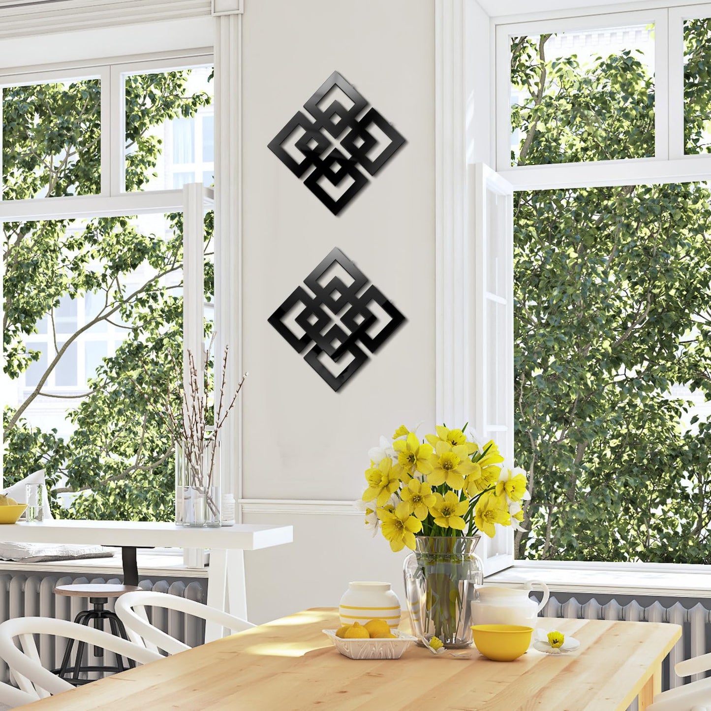 Weysat Wall Mount Home Mirror, 2 Pieces Silver Square Decorative Mirror for Bedroom, Living Room, Bathroom, 11.8 x 11.8 inches