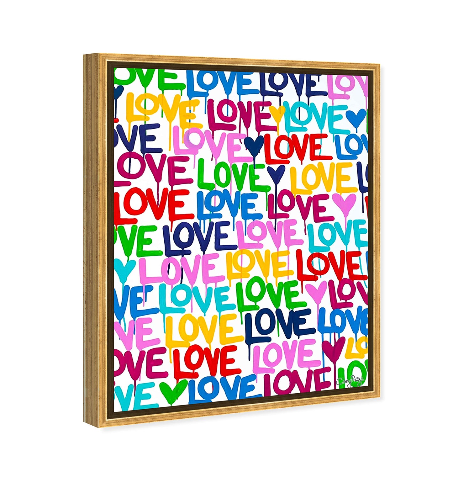 The Oliver Gal Artist Co. Abstract Modern Canvas Wall Art Corey Paige - Drippy Love Living Room Bedroom and Bathroom Home Decor 36 in x 45 in Blue and Pink, Gold Frame