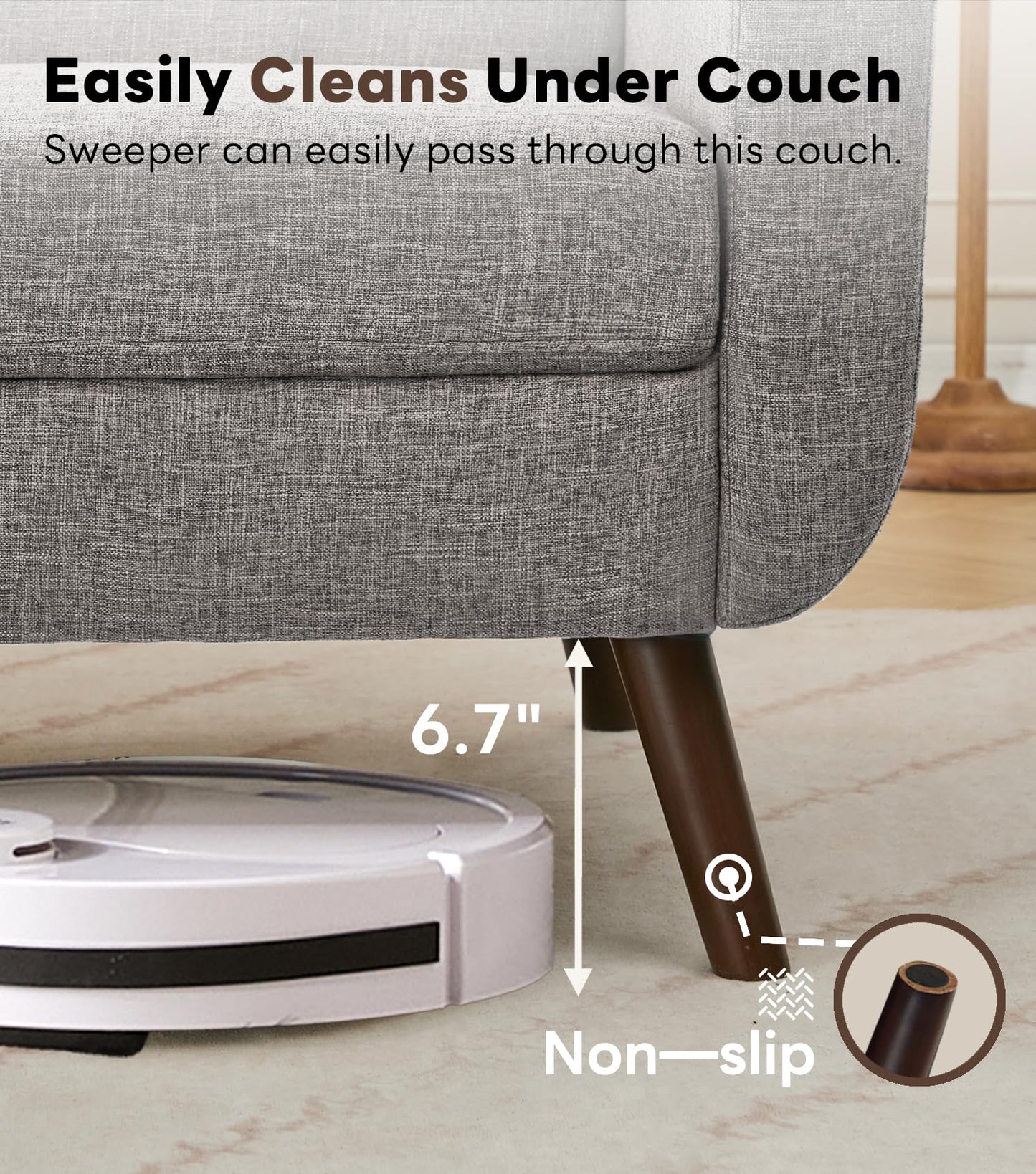 Tbfit 65" W Loveseat Sofa, Mid Century Modern Love Seat Couches for Living Room, Button Tufted Upholstered Small Couch for Bedroom, Solid and Easy to Install Love Seats Furniture, Grey