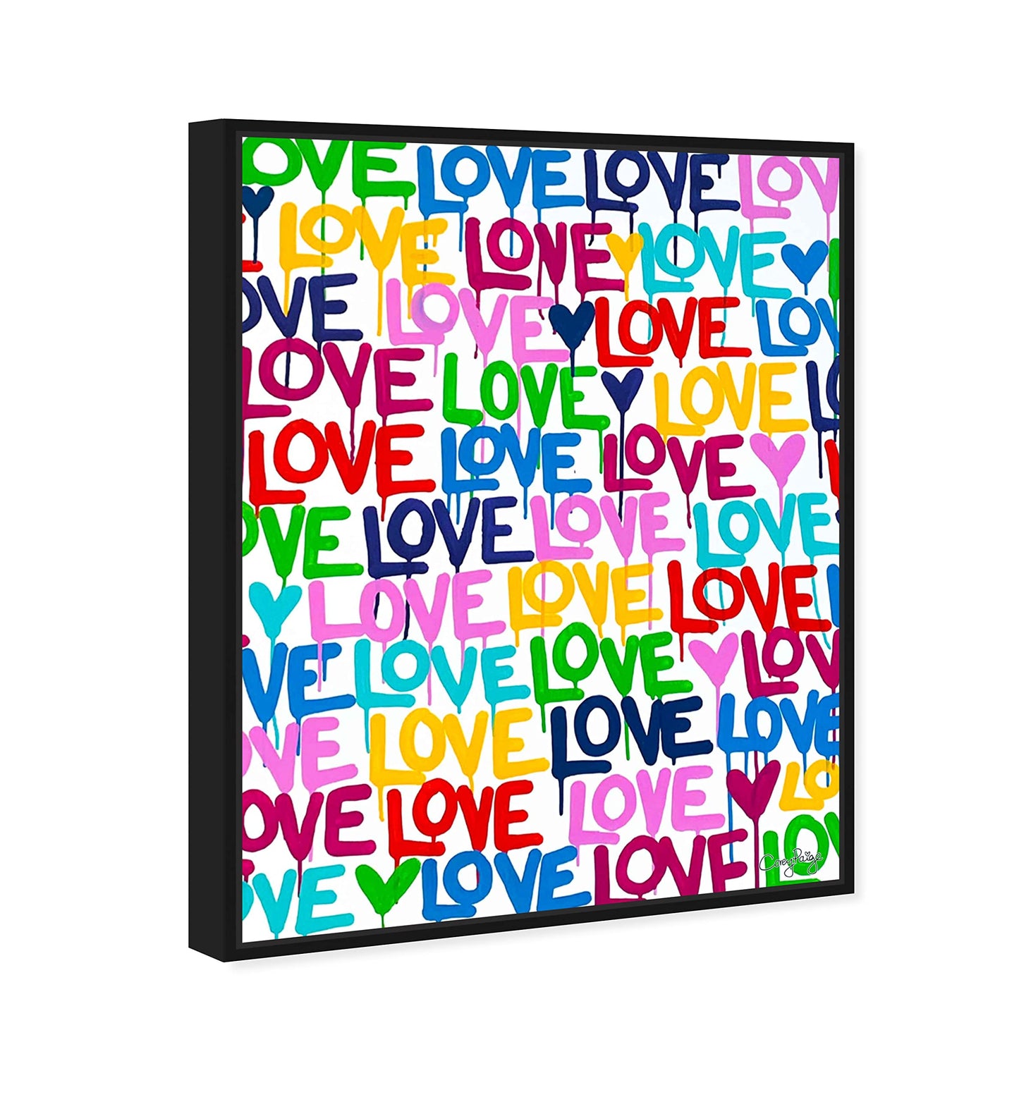 The Oliver Gal Artist Co. Abstract Modern Canvas Wall Art Corey Paige - Drippy Love Living Room Bedroom and Bathroom Home Decor 36 in x 45 in Blue and Pink, Gold Frame