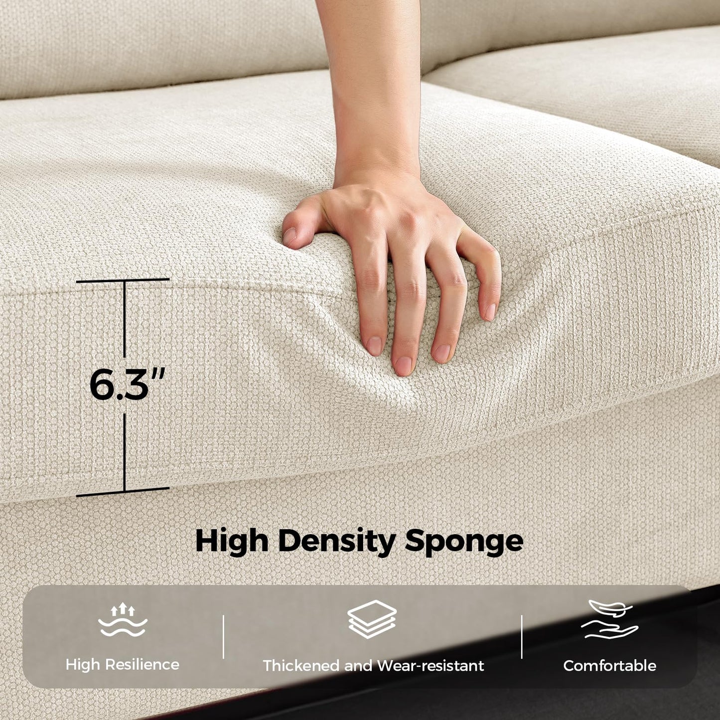 91 Inch Lawson Sofa with Extra Deep Seats Oversize, Mid-Century 3-Seat Sofa Couch, for Living Room, Apartment, Lounge, Dark Blue