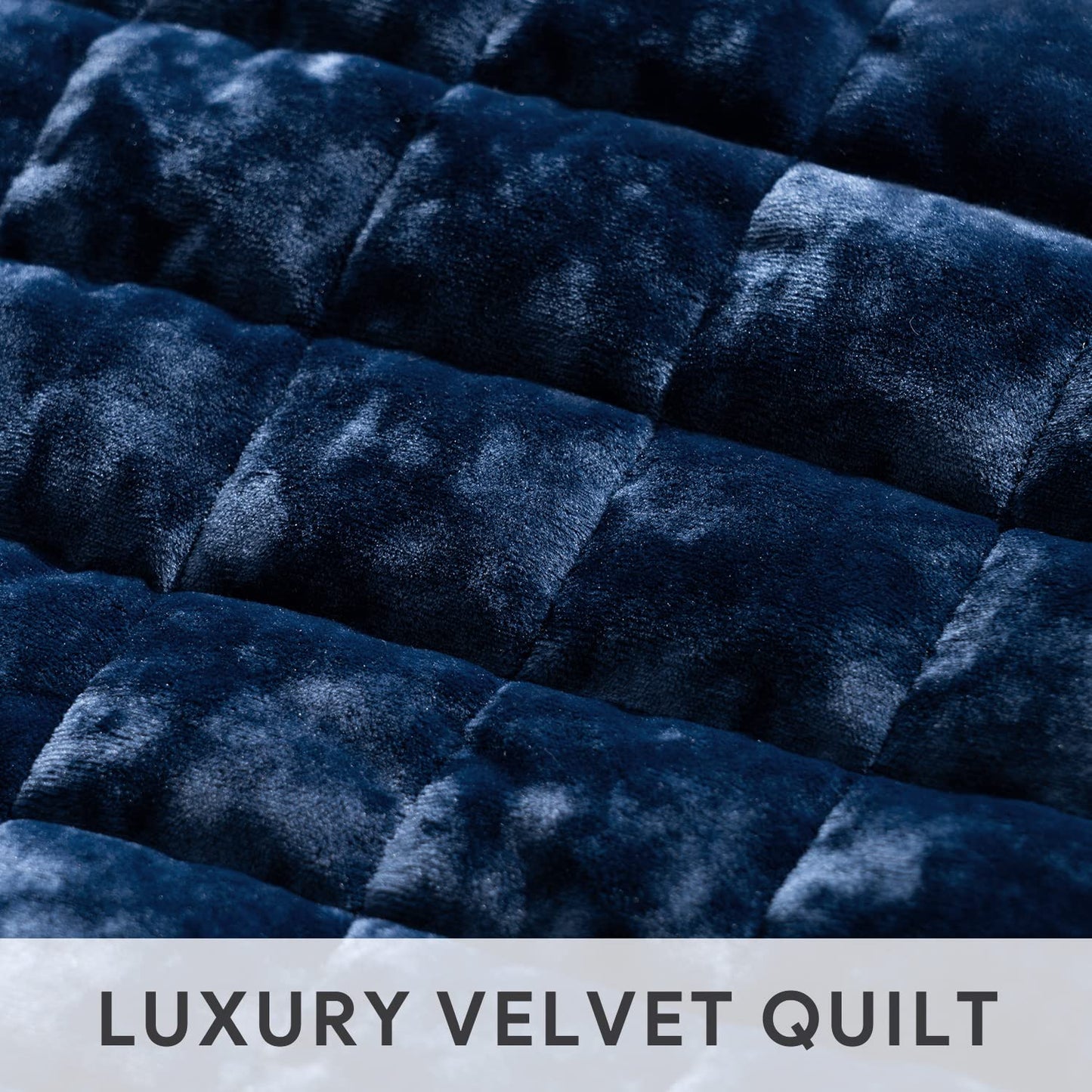 RECYCO Luxury Velvet Quilt Set King Size, Lightweight Velvet Comforter Set, Oversized Bedspread Coverlet Quilted Bedding Set, with 2 Matching Pillow Shams, for All Season, Navy Blue