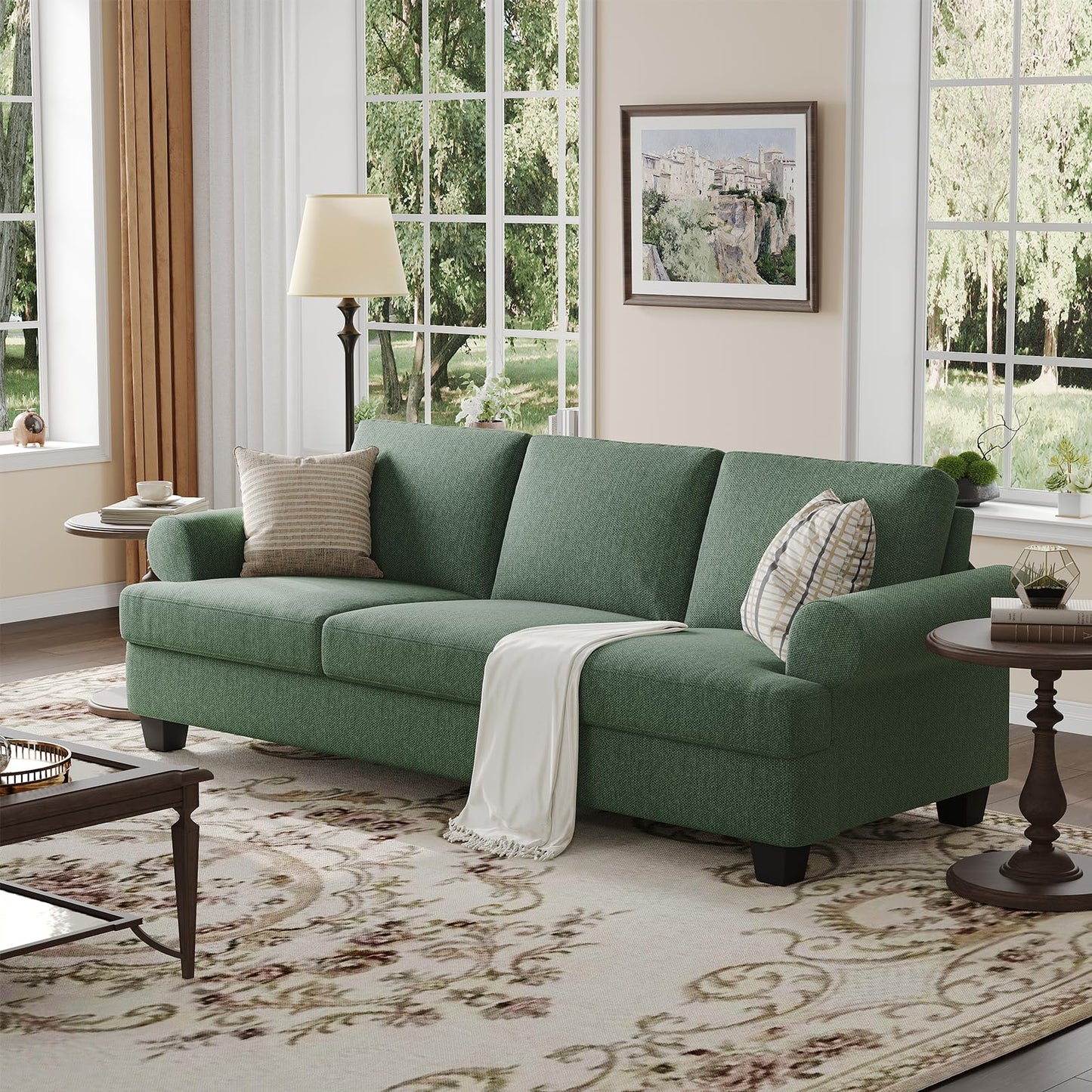 91 Inch Lawson Sofa with Extra Deep Seats Oversize, Mid-Century 3-Seat Sofa Couch, for Living Room, Apartment, Lounge, Dark Blue