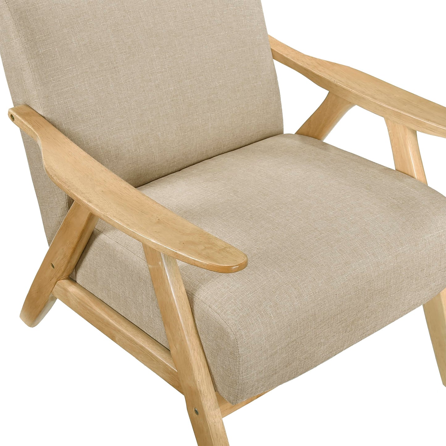 Lexicon Mid Century Modern Accent Chair with Solid Wood Frame in Walnut Finish, Upholstered Living Room Lounge Arm Chair, Thick and Comfy Innerspring Seat Cushion, Linen-Look Fabric, Gray