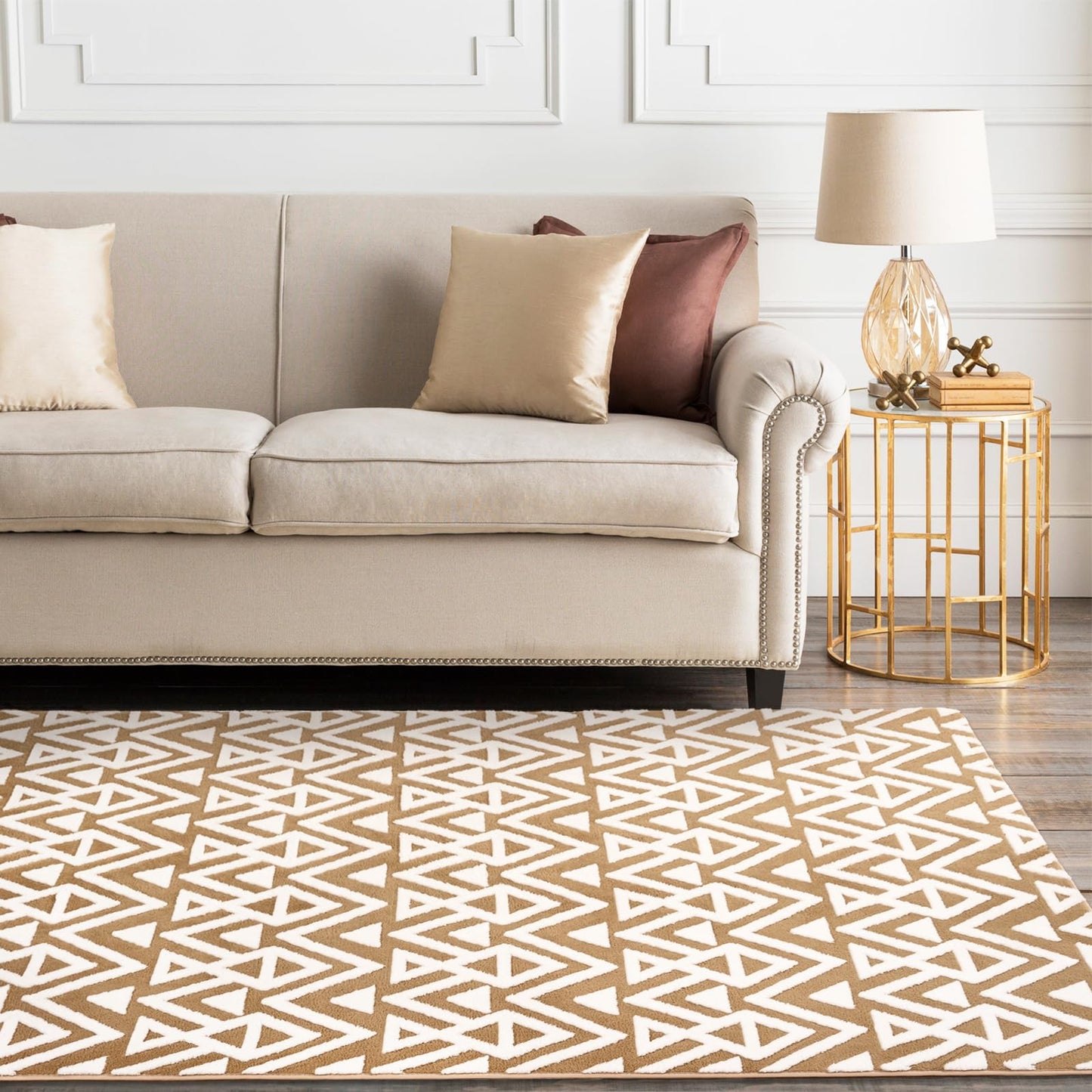 Ompaa Ultra Soft Geometric Bedroom Rugs Memory Foam Carpet, Black 7 x 10 Feet Large, Cozy Area Rugs for Living Room Couch Dorm Bedside Kids Girls Teens Room Nursery Decor Floor Mat