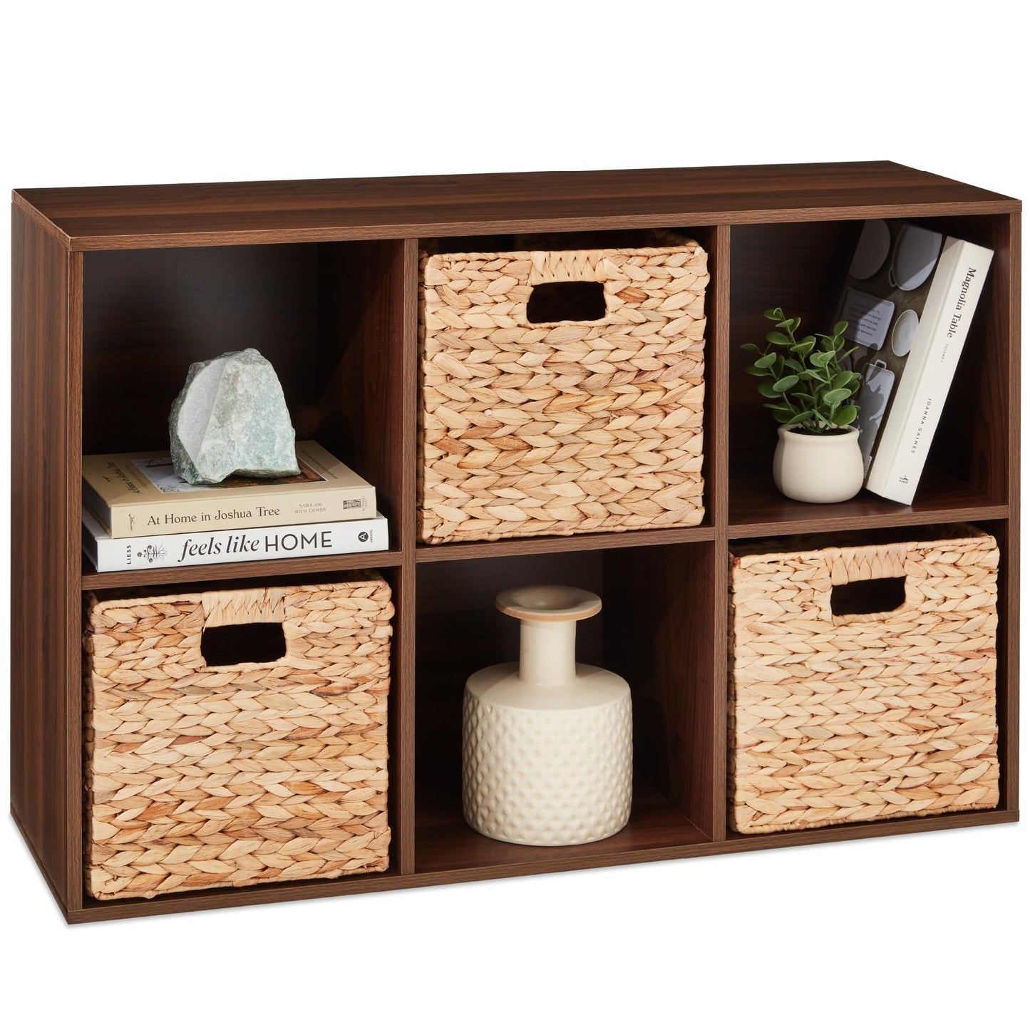Best Choice Products 9-Cube Storage Organizer, 11in Shelf Opening, Bookcase, Display Shelf, Customizable w/ 3 Removable Back Panels - Walnut