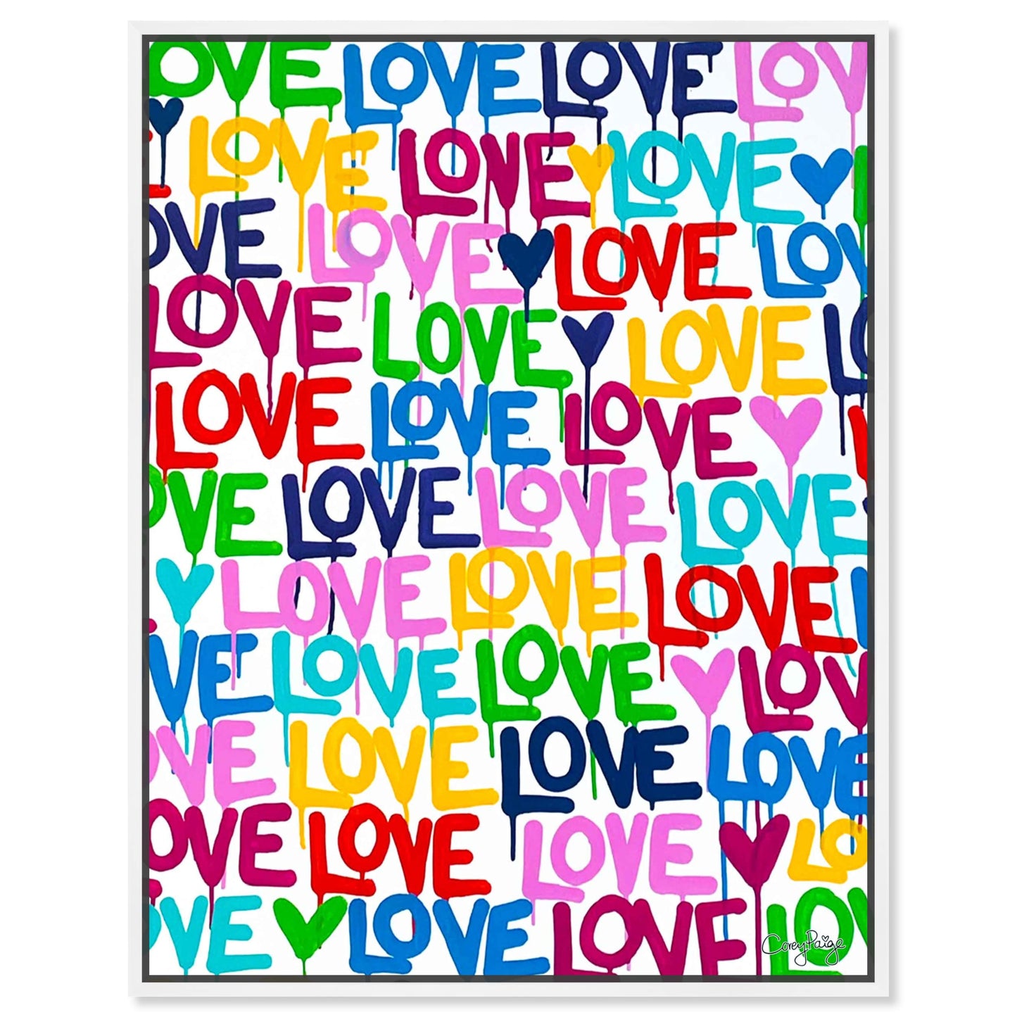 The Oliver Gal Artist Co. Abstract Modern Canvas Wall Art Corey Paige - Drippy Love Living Room Bedroom and Bathroom Home Decor 36 in x 45 in Blue and Pink, Gold Frame