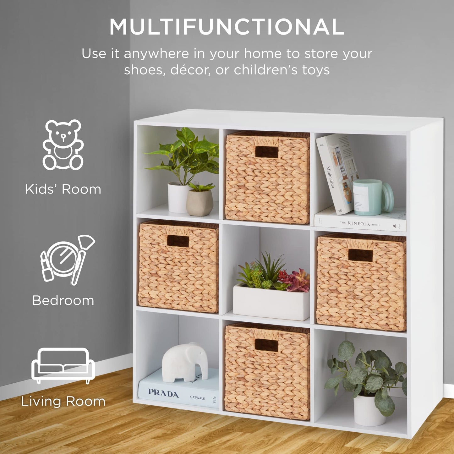 Best Choice Products 9-Cube Storage Organizer, 11in Shelf Opening, Bookcase, Display Shelf, Customizable w/ 3 Removable Back Panels - Walnut