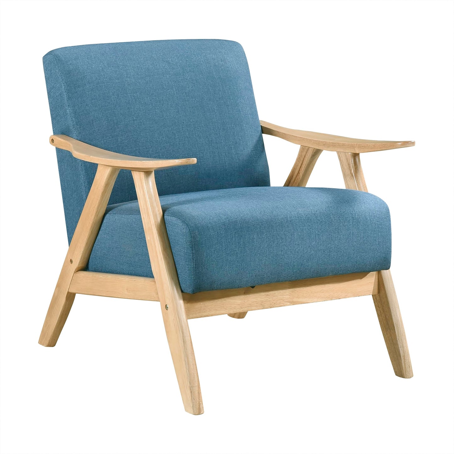 Lexicon Mid Century Modern Accent Chair with Solid Wood Frame in Walnut Finish, Upholstered Living Room Lounge Arm Chair, Thick and Comfy Innerspring Seat Cushion, Linen-Look Fabric, Gray