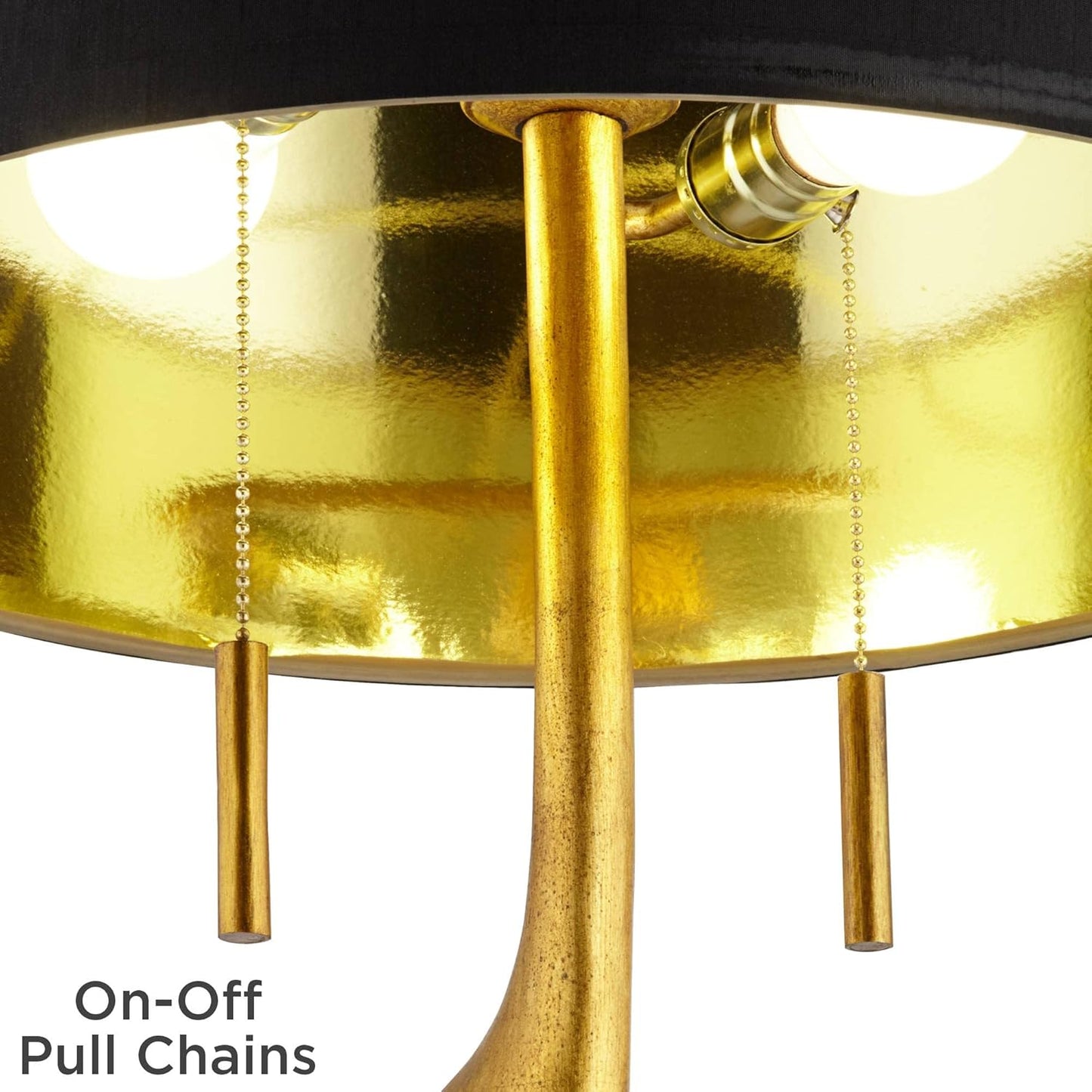 Possini Euro Design Athena Mid Century Modern Buffet Table Lamp 35 1/2" Tall Skinny Sculptural Gold Leaf Metal Abstract Black Drum Shade Decor Bedroom Living Nightstand Bedside Office Kids Room