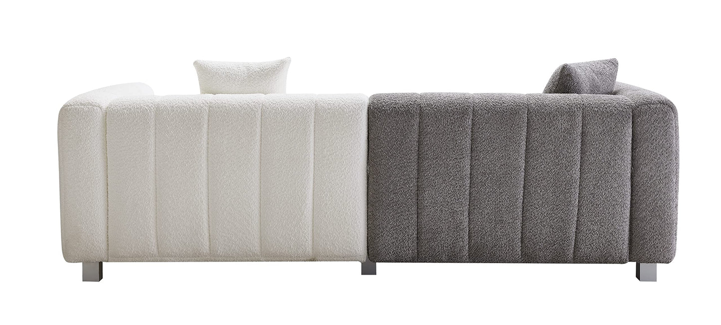 87.4" Modern 3 Seater Boucle Sofa Couch for Living Room, Mid Century Fluffy Couches with Solid Wood Frame and 6 Legs for Bedroom, Apartment, Weight Capacity 750 LBS (White)