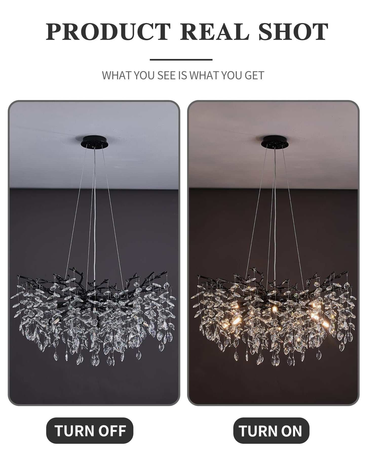 Modern Tree Branch Crystal Chandelier Luxury Silver Crystal Pendant Lighting 18" Contemporary 6-Light Chandeliers for Dining Room Kitchen Bedroom Living Room
