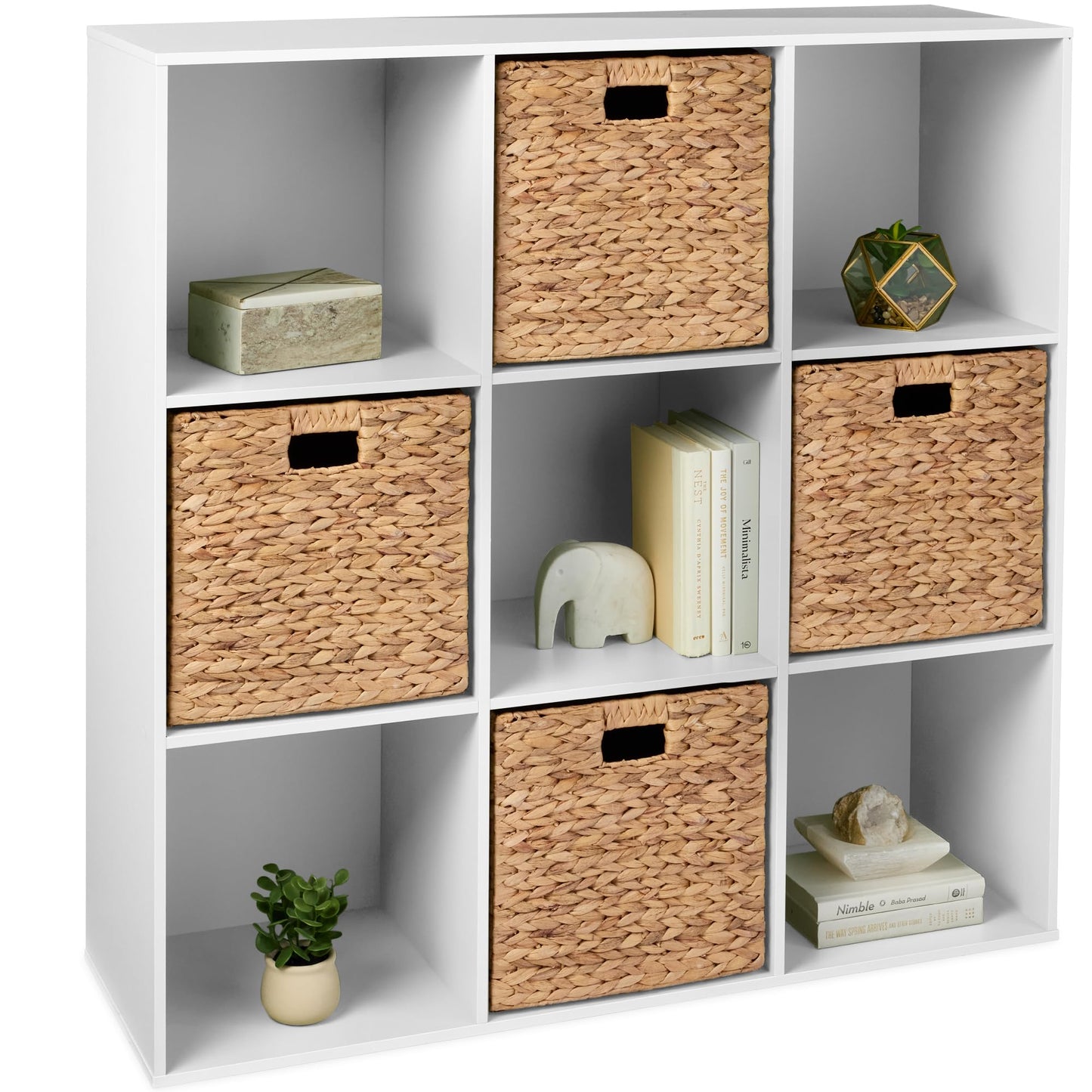 Best Choice Products 9-Cube Storage Organizer, 11in Shelf Opening, Bookcase, Display Shelf, Customizable w/ 3 Removable Back Panels - Walnut