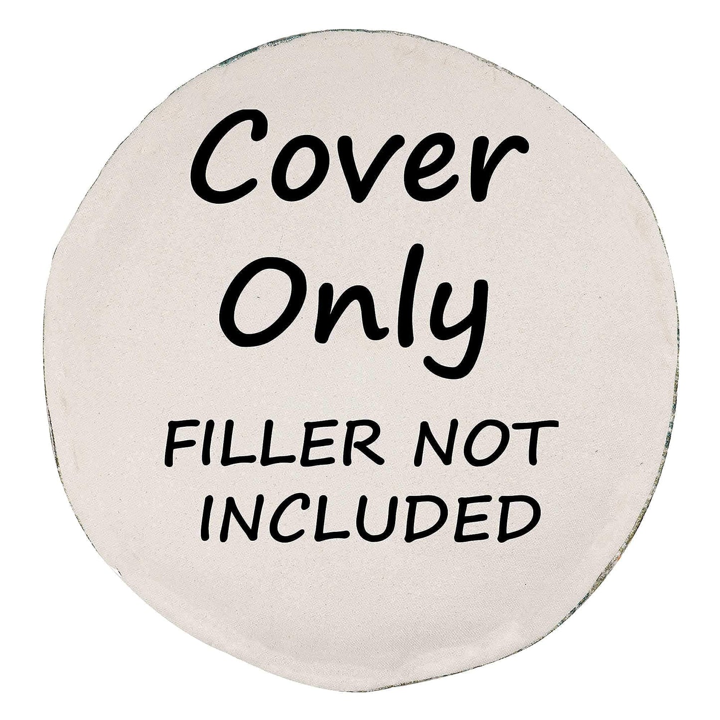 Large Round Floor Pillow Cover Blue Indian Décorative Accent Meditation Cushion Perfect for Living Room, Bedroom, Nursary or Children Room Seating Area Stool Footstool Pouf Ottoman 24x8 Unstuffed