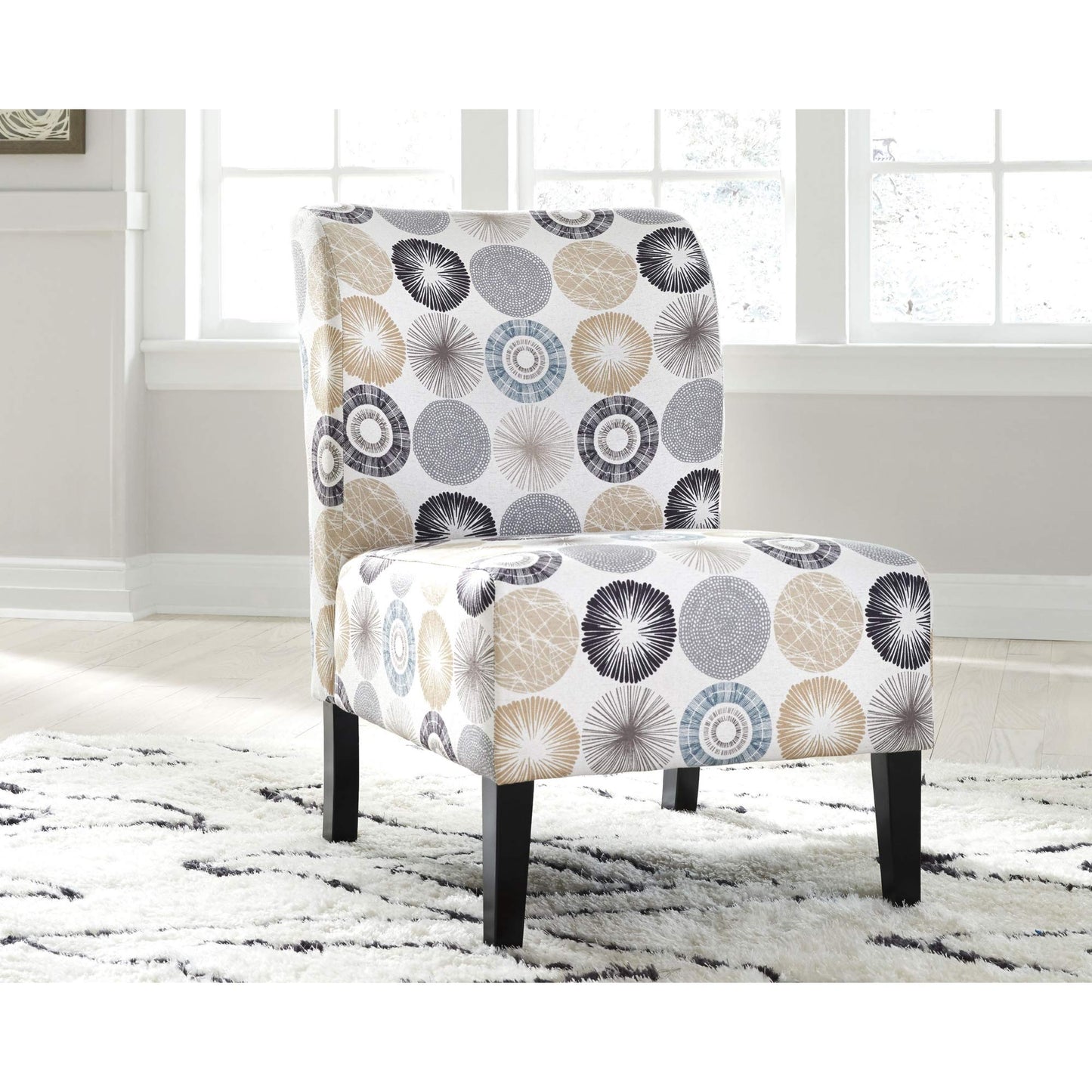 Signature Design by Ashley Triptis Floral Armless Accent Chair, White, Blue & Gray