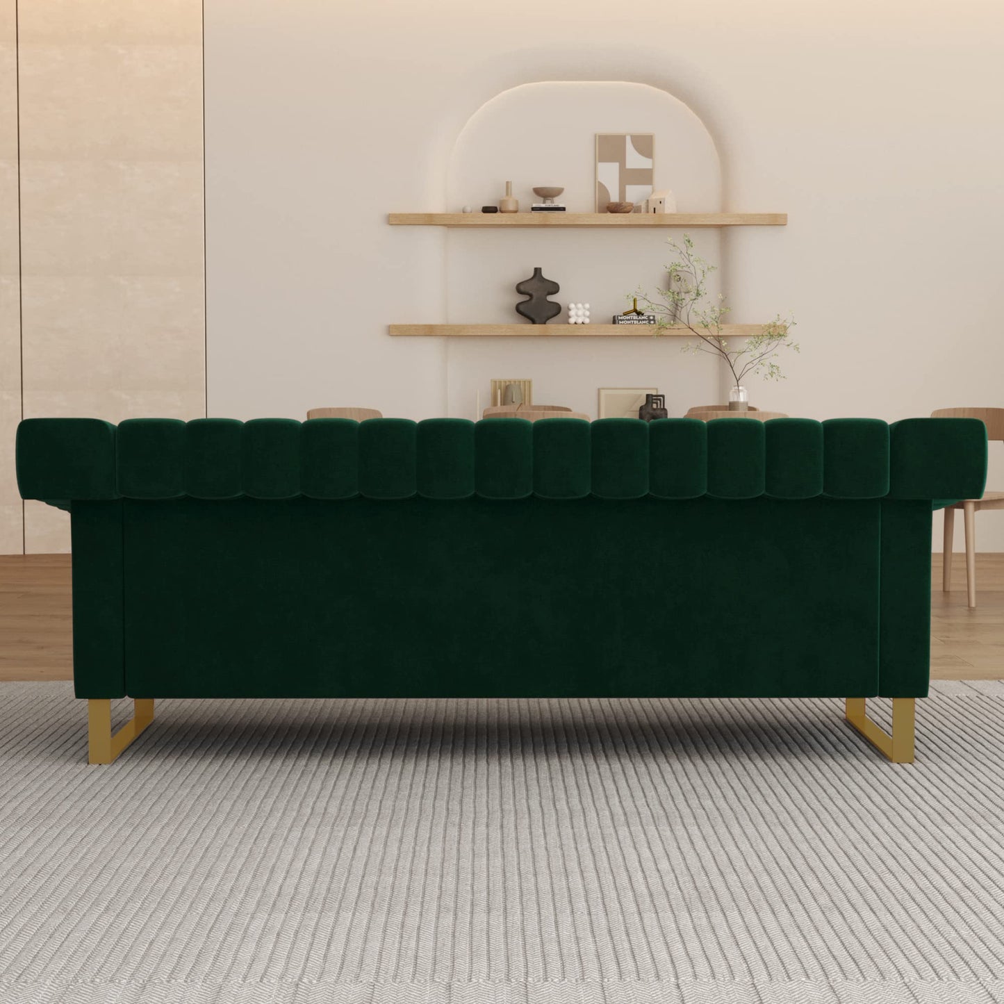 83'' Velvet Couches for Living Room 3-Seater Comfy Sofas Upholstered Modern Couch for Small Spaces Apartment (Cracker Khaki)