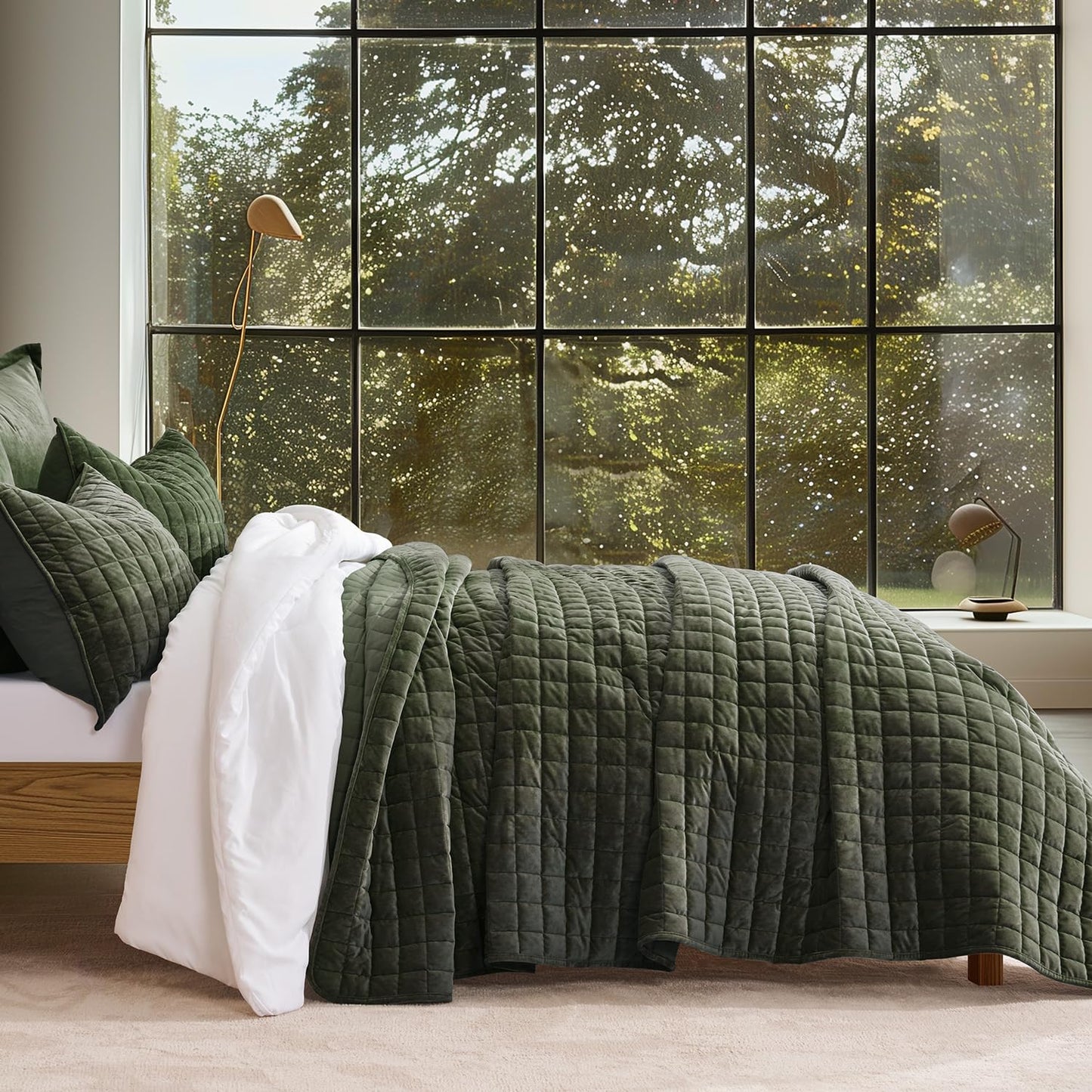 RECYCO Luxury Velvet Quilt Set King Size, Lightweight Velvet Comforter Set, Oversized Bedspread Coverlet Quilted Bedding Set, with 2 Matching Pillow Shams, for All Season, Navy Blue