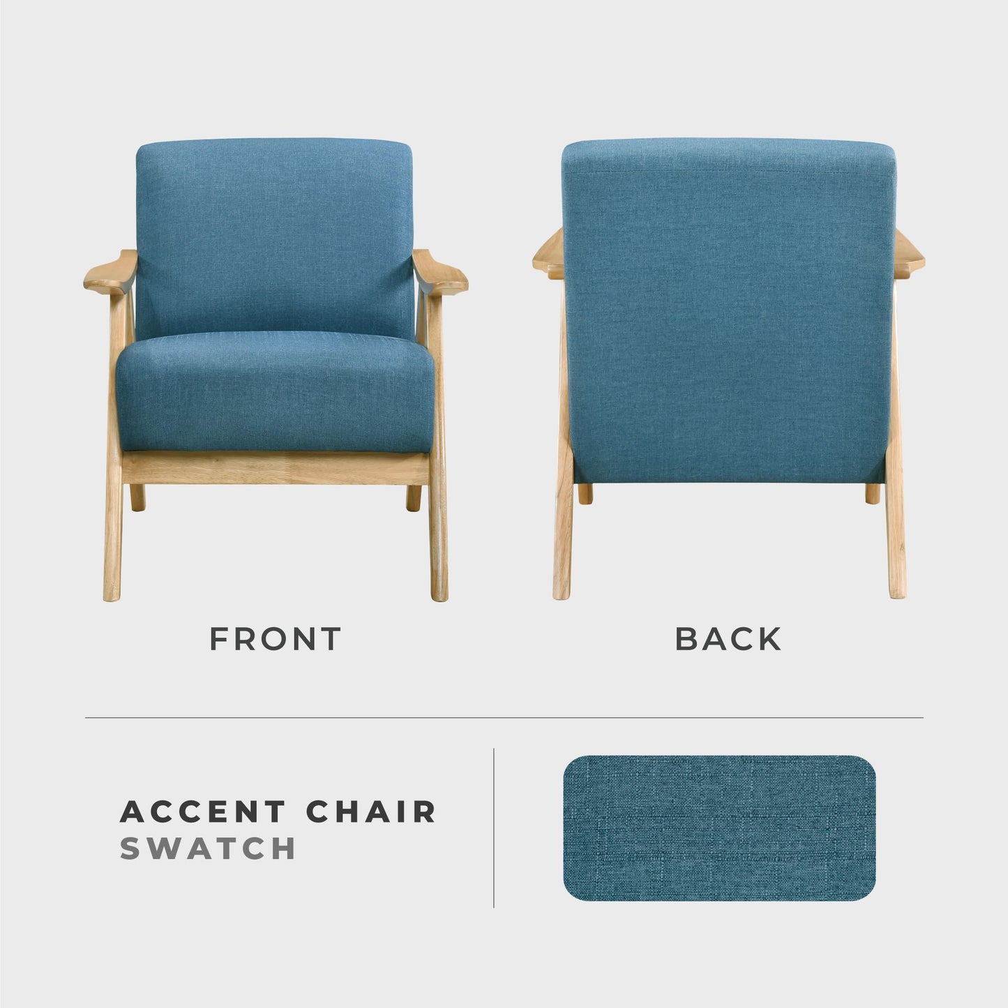 Lexicon Mid Century Modern Accent Chair with Solid Wood Frame in Walnut Finish, Upholstered Living Room Lounge Arm Chair, Thick and Comfy Innerspring Seat Cushion, Linen-Look Fabric, Gray
