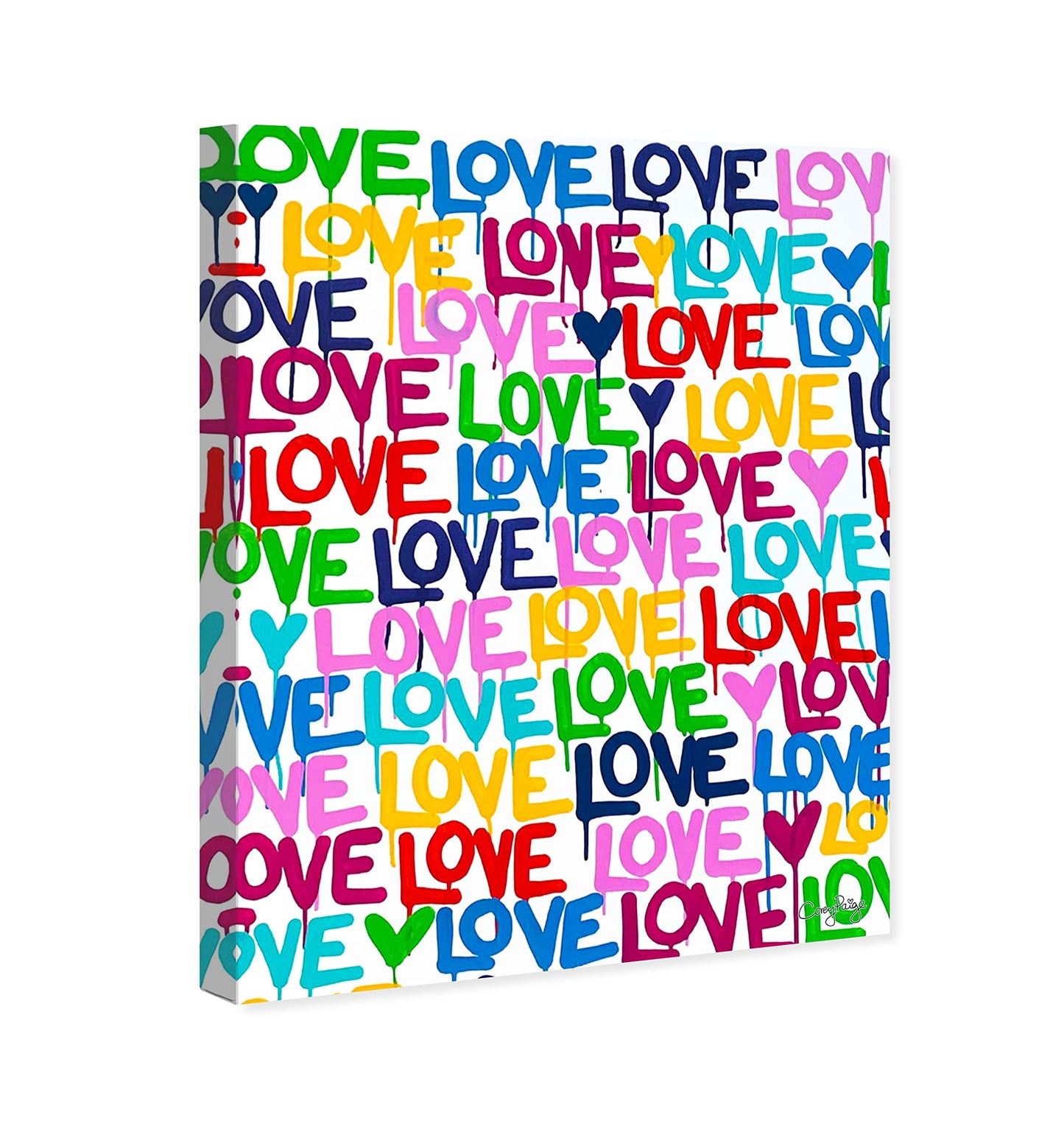 The Oliver Gal Artist Co. Abstract Modern Canvas Wall Art Corey Paige - Drippy Love Living Room Bedroom and Bathroom Home Decor 36 in x 45 in Blue and Pink, Gold Frame