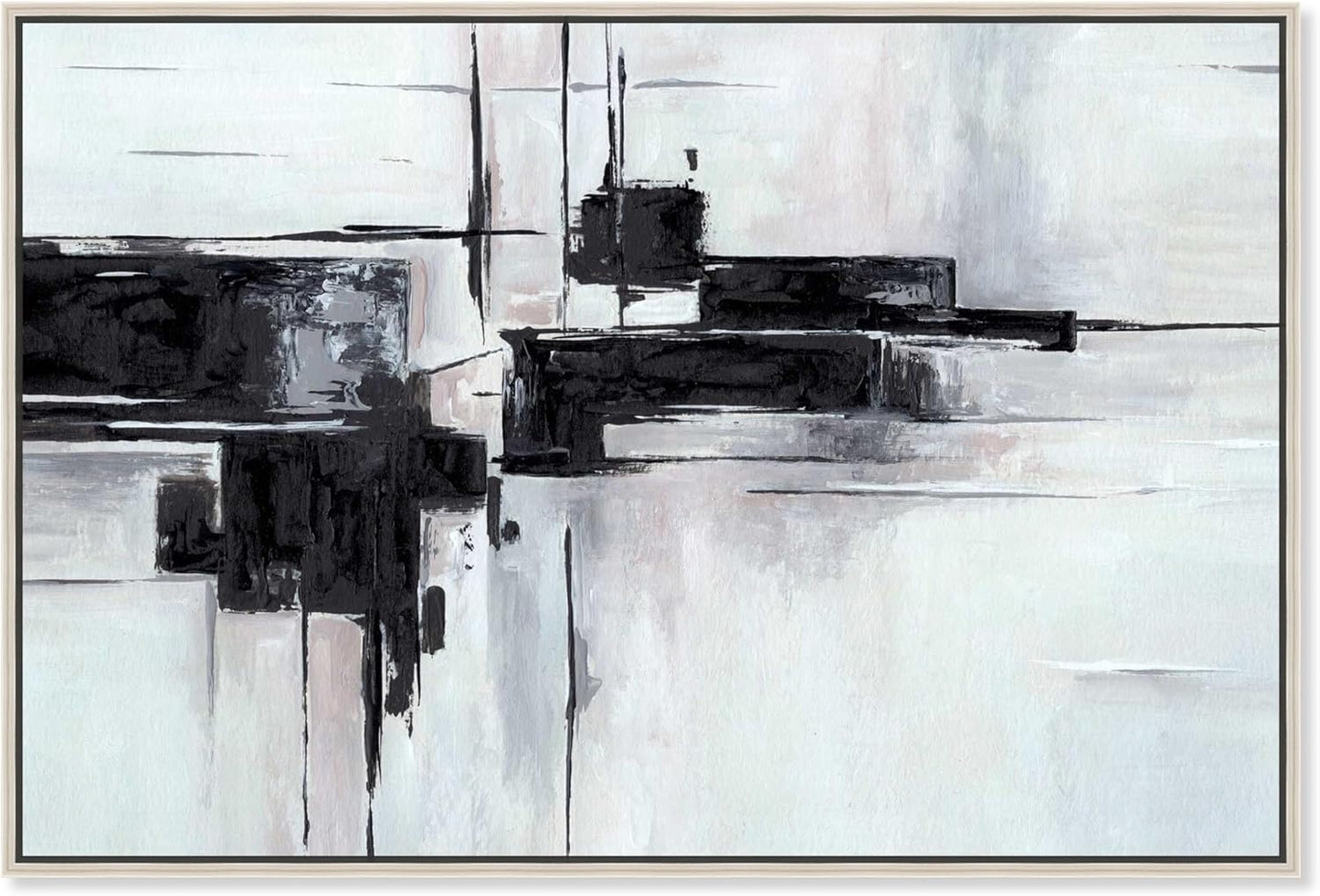 Abstract Journey Canvas Black and White Art, Gold Frame, 45" x 30"