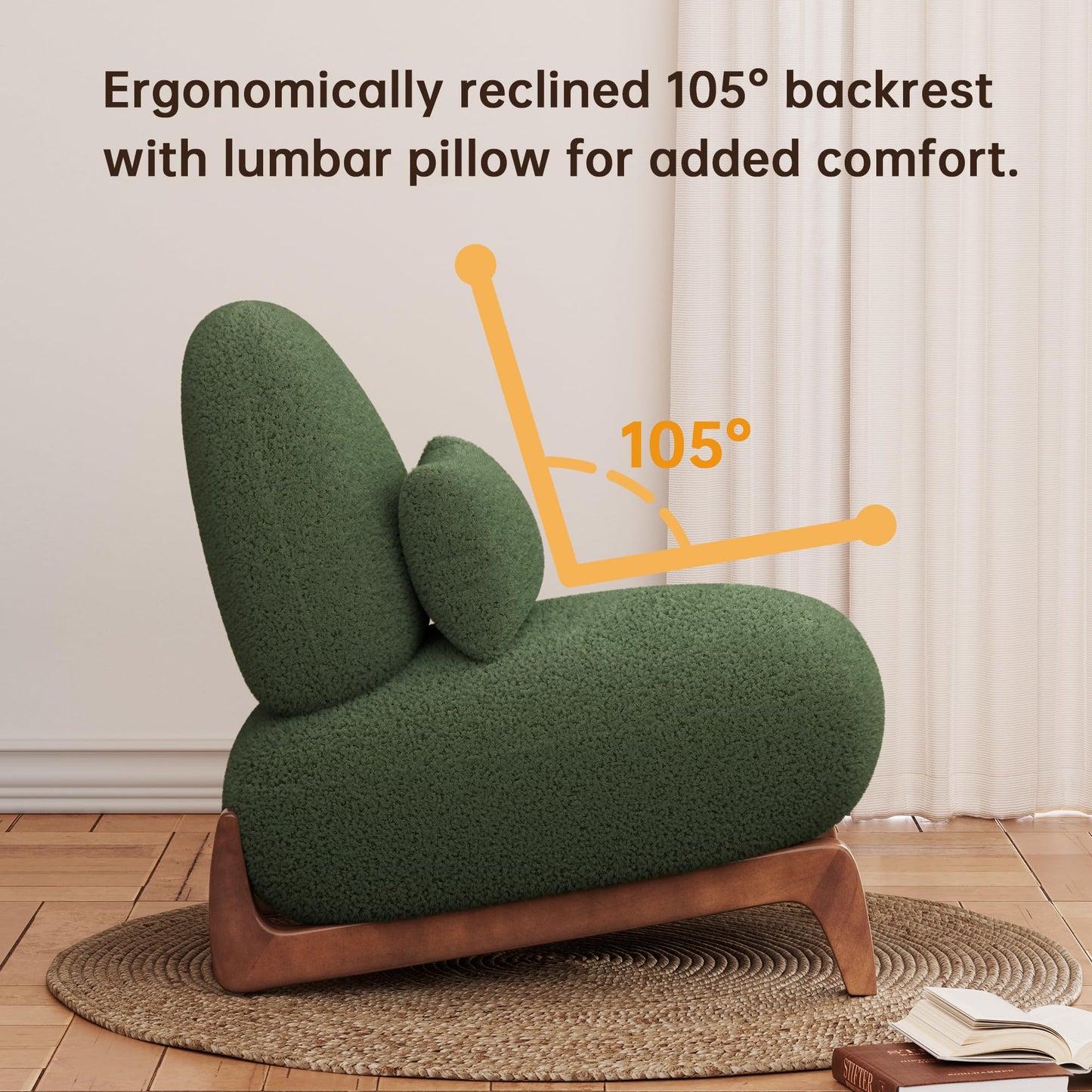 Morden Fort Modern Cloud Couch - 3 Seater Sherpa Boucle Sofa with Wood Legs, Ultra-Thick High Resilience Cushion with 3 Matching Pillows Upholstered Comfy Couch Sofa for Living Room - Off White