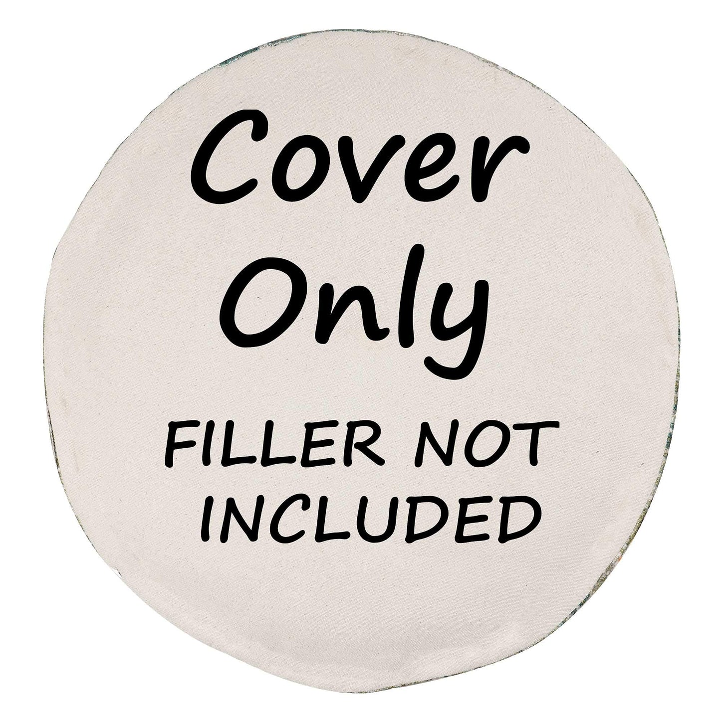 Large Round Floor Pillow Cover Blue Indian Décorative Accent Meditation Cushion Perfect for Living Room, Bedroom, Nursary or Children Room Seating Area Stool Footstool Pouf Ottoman 24x8 Unstuffed