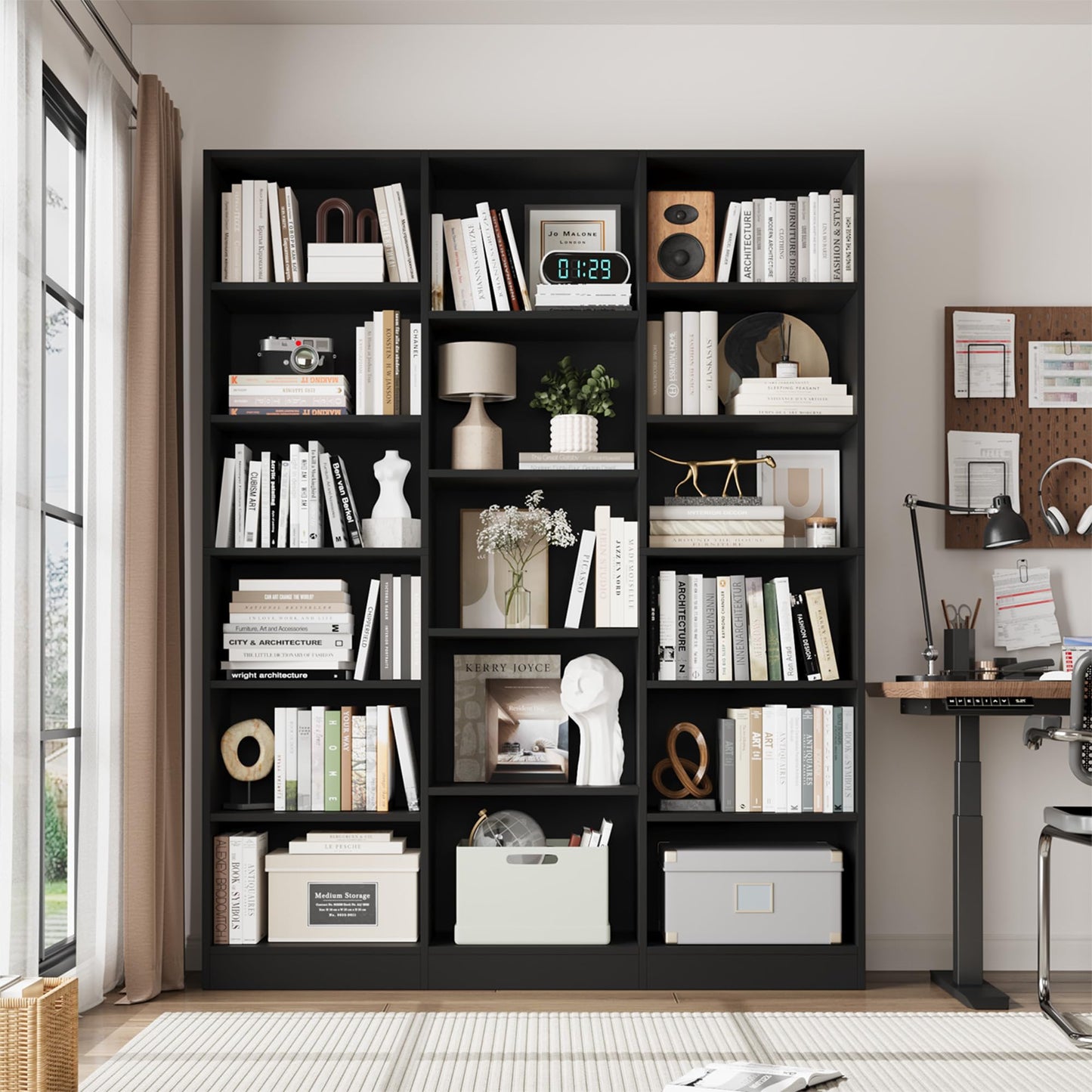 Triple Wide Bookshelf, 6 Tier Large Bookshelf, Bookcase with 17 Open Display Shelves, 74'' Tall Bookcases and Bookshelves for Living Room, Home Office, Library, White