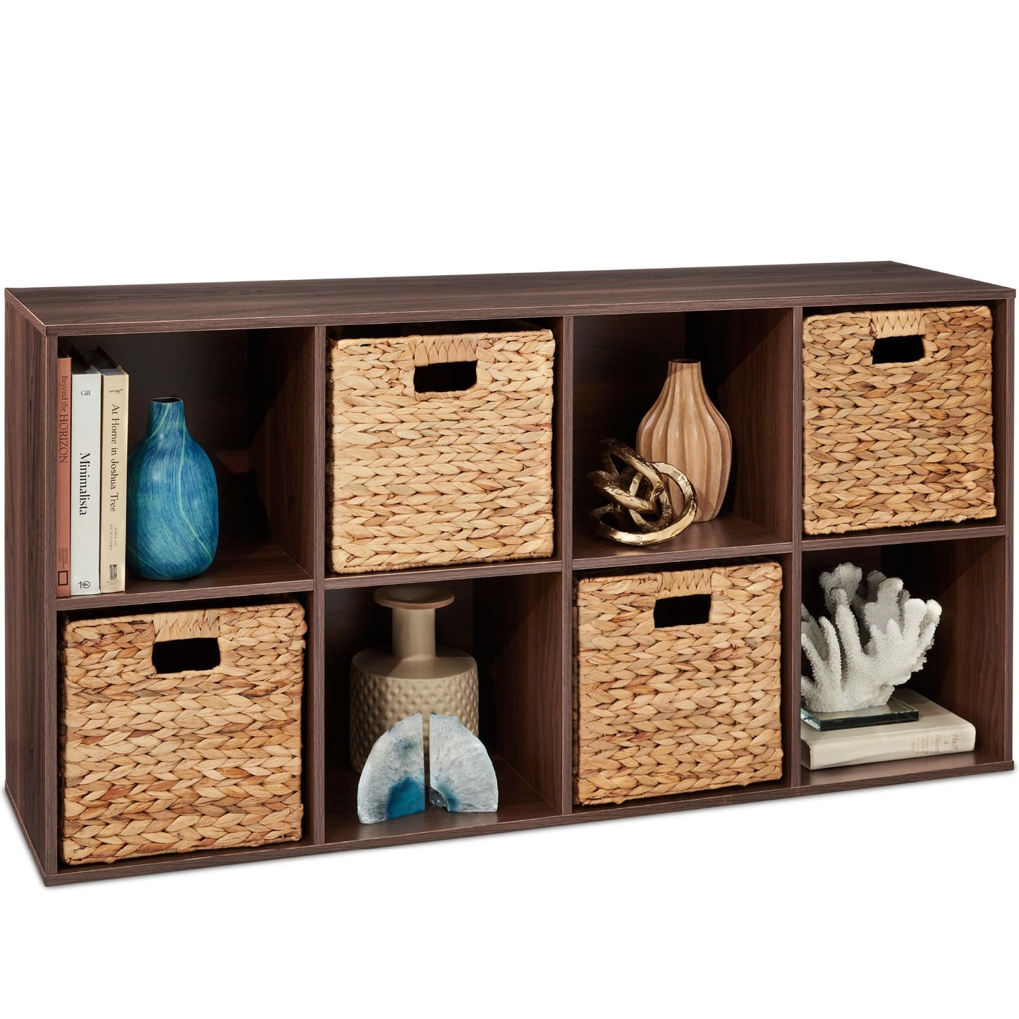 Best Choice Products 9-Cube Storage Organizer, 11in Shelf Opening, Bookcase, Display Shelf, Customizable w/ 3 Removable Back Panels - Walnut