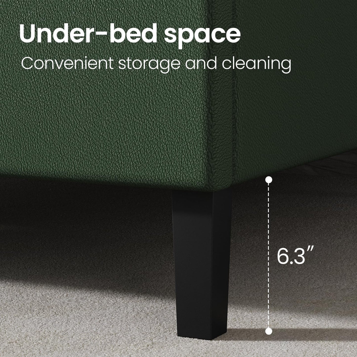 Queen Bed Frame with Headboard, Faux Leather Upholstered Platform Bed Frame, Blue Bed Frame Queen Size, Wooden Slat Support, No Box Spring Needed, Navy Blue