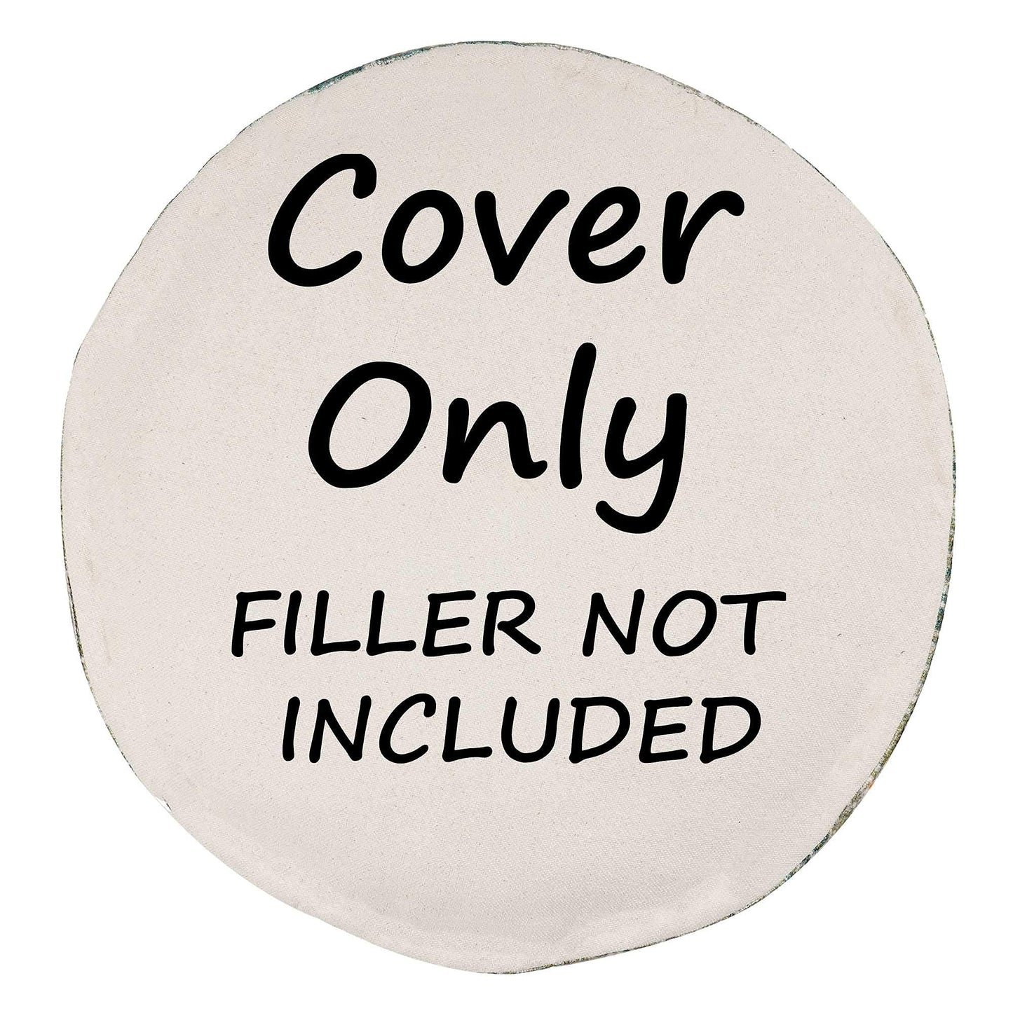 Large Round Floor Pillow Cover Blue Indian Décorative Accent Meditation Cushion Perfect for Living Room, Bedroom, Nursary or Children Room Seating Area Stool Footstool Pouf Ottoman 24x8 Unstuffed