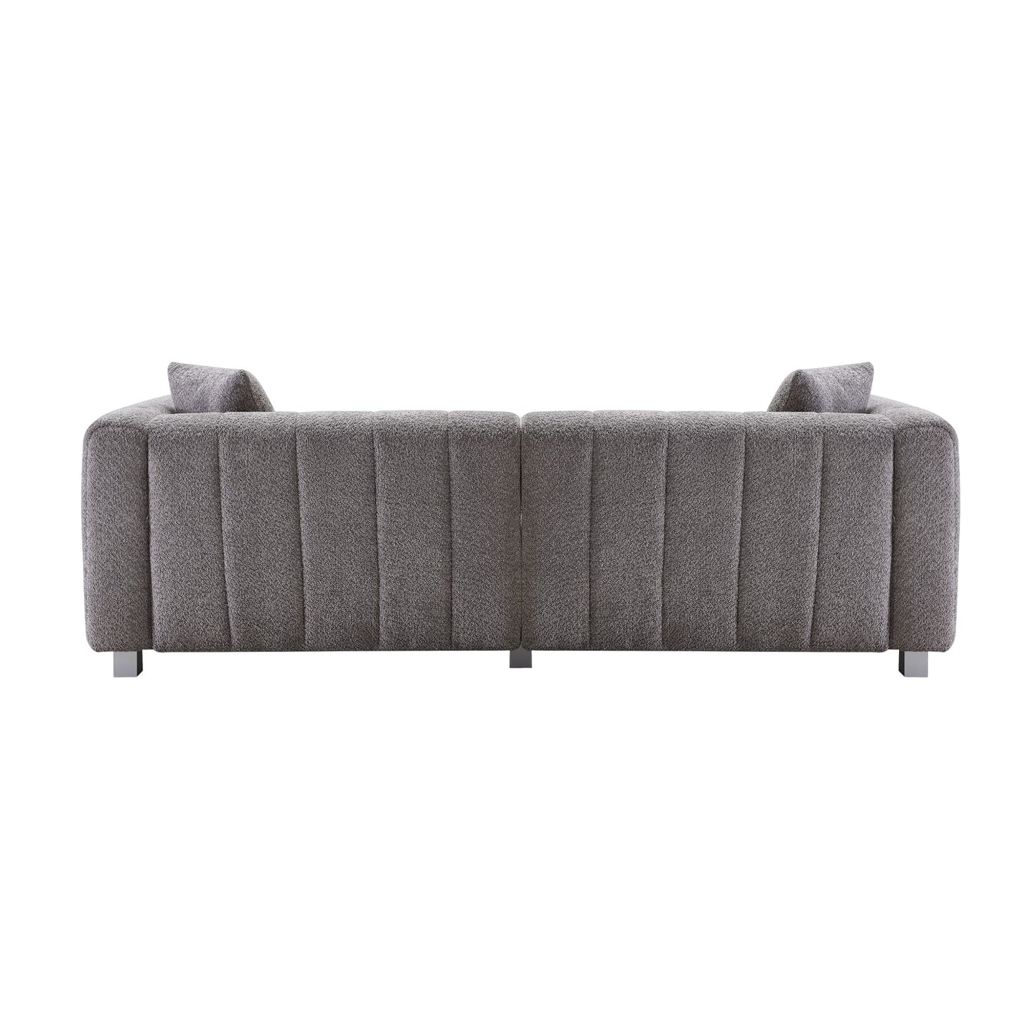 87.4" Modern 3 Seater Boucle Sofa Couch for Living Room, Mid Century Fluffy Couches with Solid Wood Frame and 6 Legs for Bedroom, Apartment, Weight Capacity 750 LBS (White)