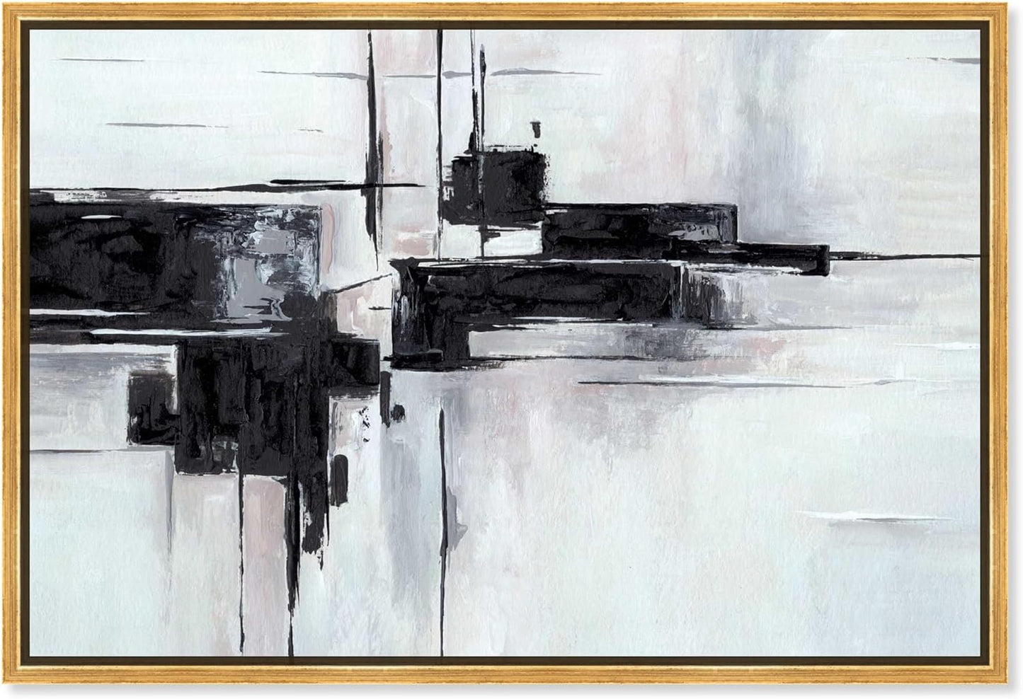 Abstract Journey Canvas Black and White Art, Gold Frame, 45" x 30"