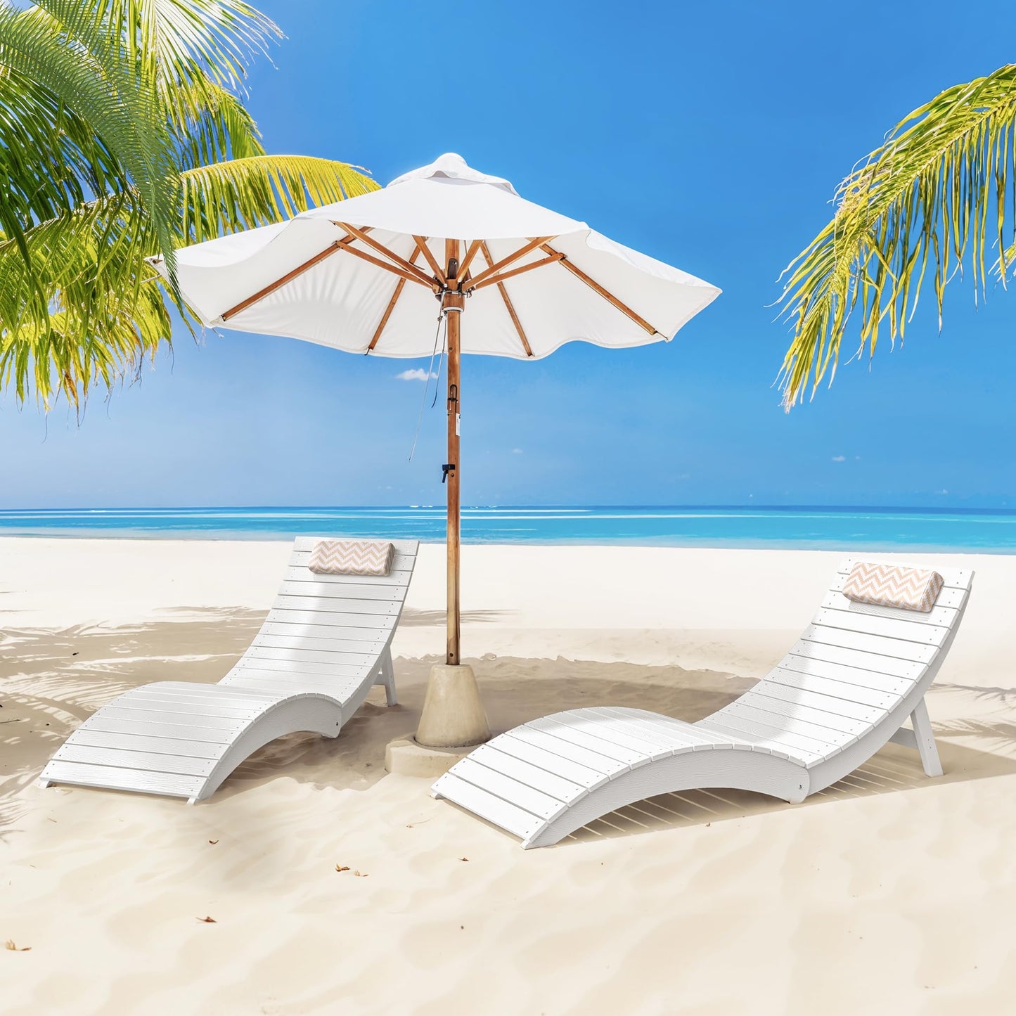 Folding Pool Lounge Chairs Set of 2, HDPS Anti-Floating Lounge Chairs for in-Pool Use, Chairs with Headrest for Hotel, Resort, Poolside, Beach & Sun Decks, Yellow