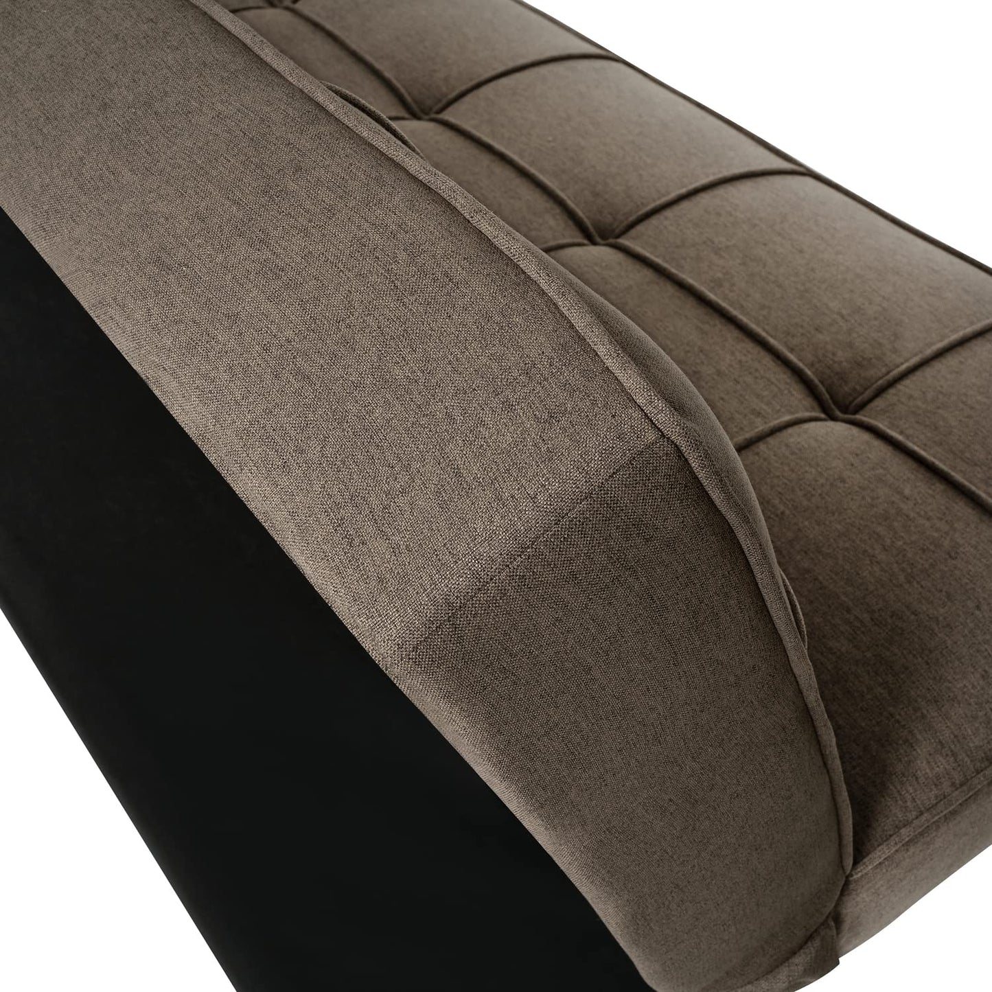 Naomi Home Madison Futon Sofa Bed, Tan Linen, 3-Position Convertible, Space-Saving, 66.14" W