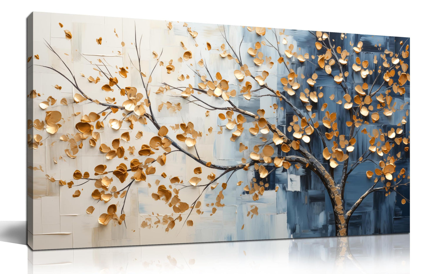 Kepgonegu Large Tree of Life Wall Art for Living Room Bedroom Office Gold Tree Leaves Landscape Picture Modern Artwork Canvas Prints 20x40 Inch