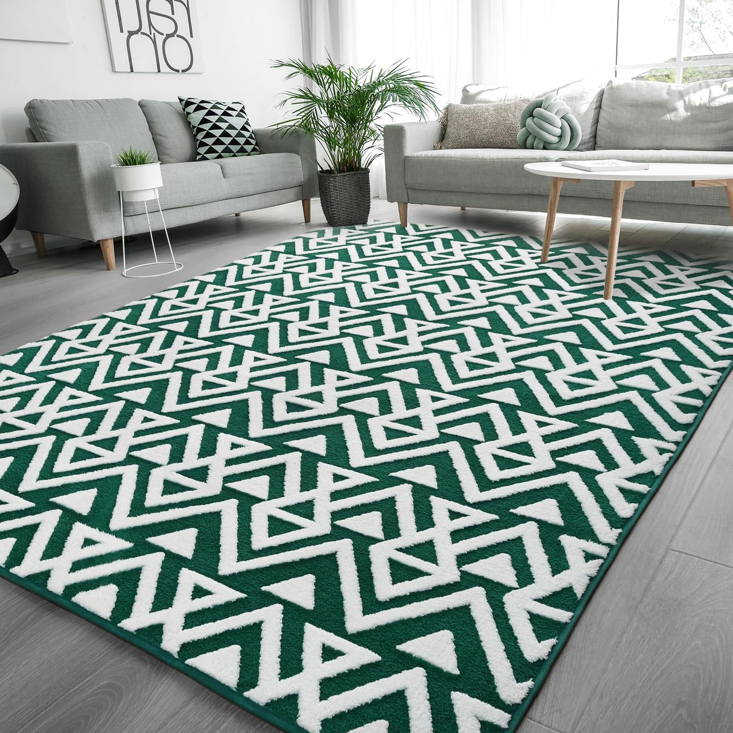 Ompaa Ultra Soft Geometric Bedroom Rugs Memory Foam Carpet, Black 7 x 10 Feet Large, Cozy Area Rugs for Living Room Couch Dorm Bedside Kids Girls Teens Room Nursery Decor Floor Mat