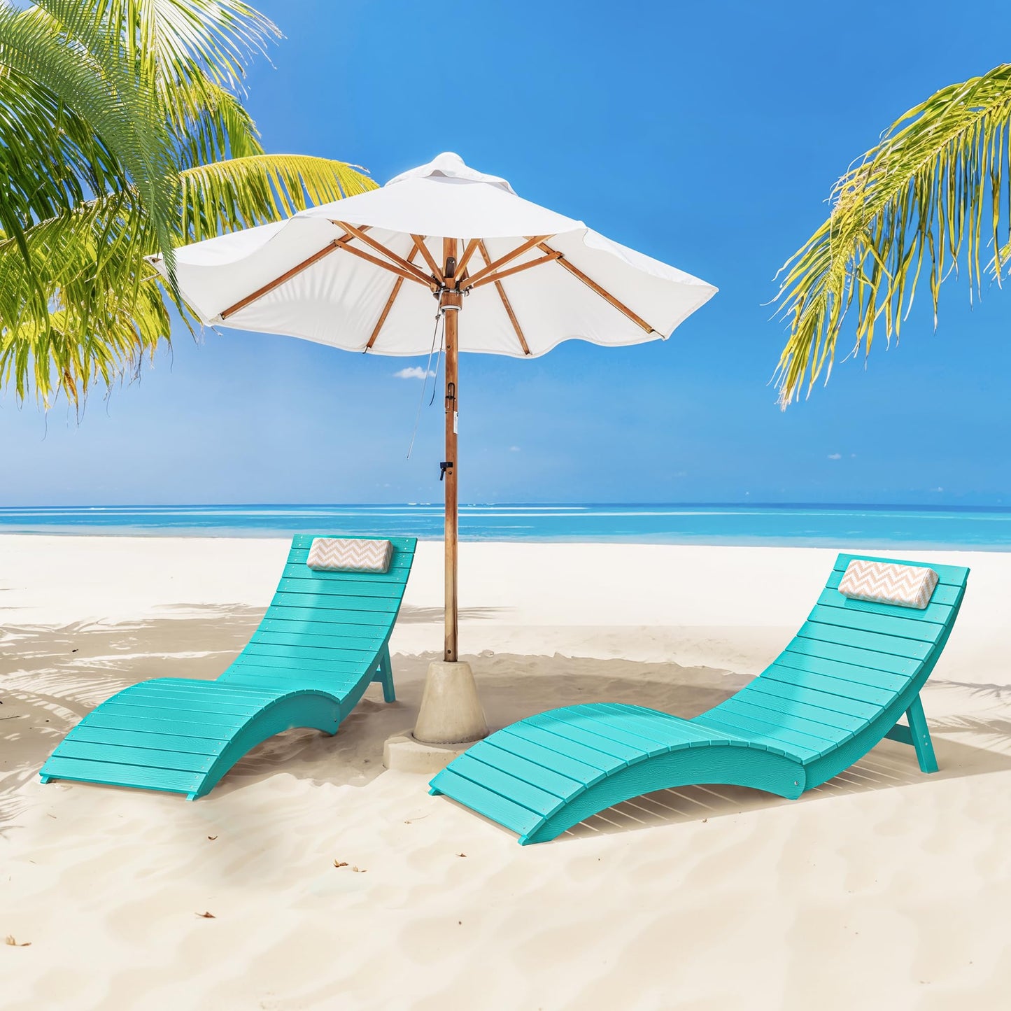 Folding Pool Lounge Chairs Set of 2, HDPS Anti-Floating Lounge Chairs for in-Pool Use, Chairs with Headrest for Hotel, Resort, Poolside, Beach & Sun Decks, Yellow