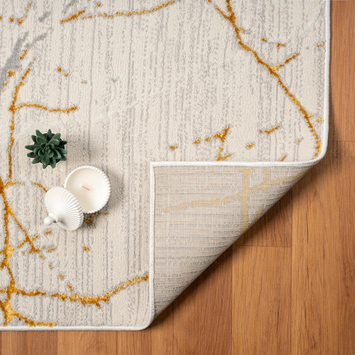 LUXE WEAVERS Sunset Collection 372 Gold 5x7 Modern Abstract Area Rug