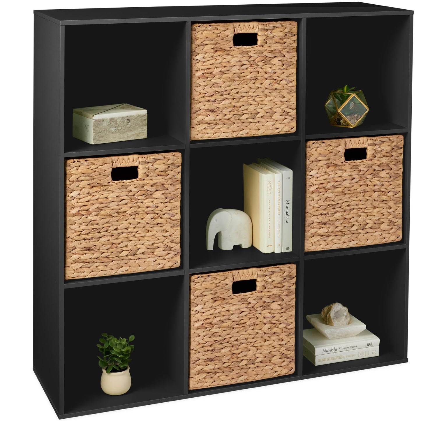 Best Choice Products 9-Cube Storage Organizer, 11in Shelf Opening, Bookcase, Display Shelf, Customizable w/ 3 Removable Back Panels - Walnut