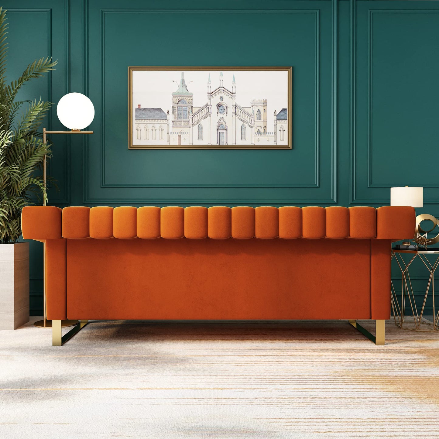 83'' Velvet Couches for Living Room 3-Seater Comfy Sofas Upholstered Modern Couch for Small Spaces Apartment (Cracker Khaki)