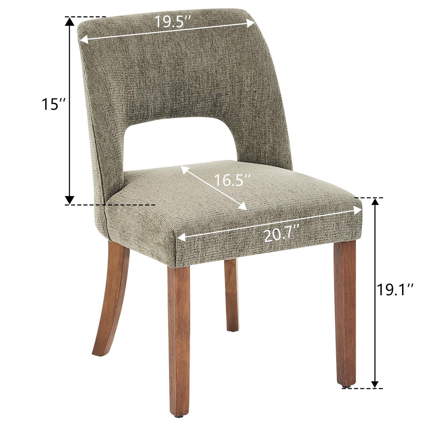 VKNOW Wooden Dining Chairs Set of 2, Modern Fabric Upholstered Dining Room Chair Kitchen Chairs, Farmhouse Dinner Chair for Kitchen Dining Room, Beige-Black Legs