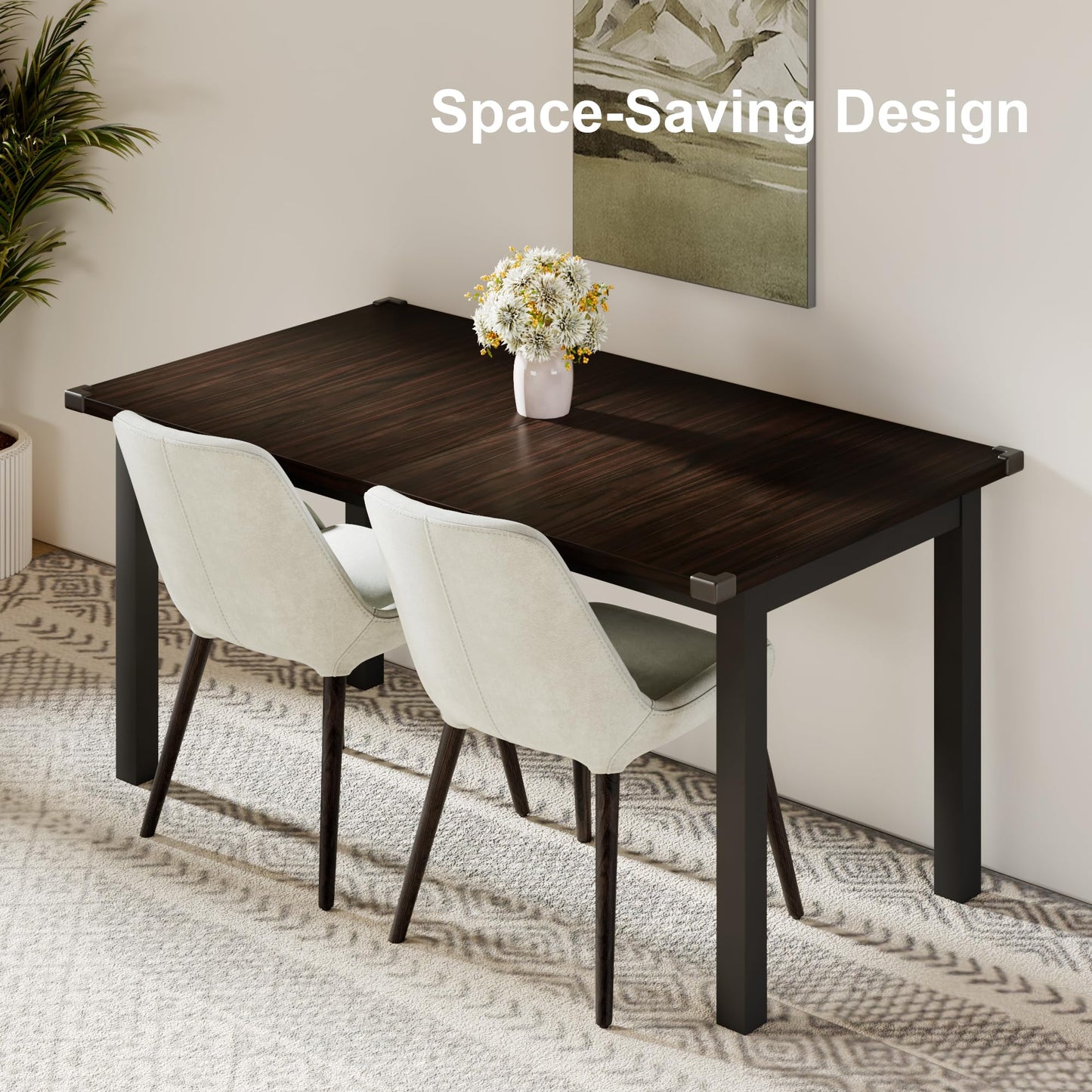 Feonase 63" Extendable Dining Table, Modern Farmhouse Dining Room Table for 4-8, Wooden Kitchen Table for Small Space, Dining Room, Home Office, Living Room Furniture, Walnut