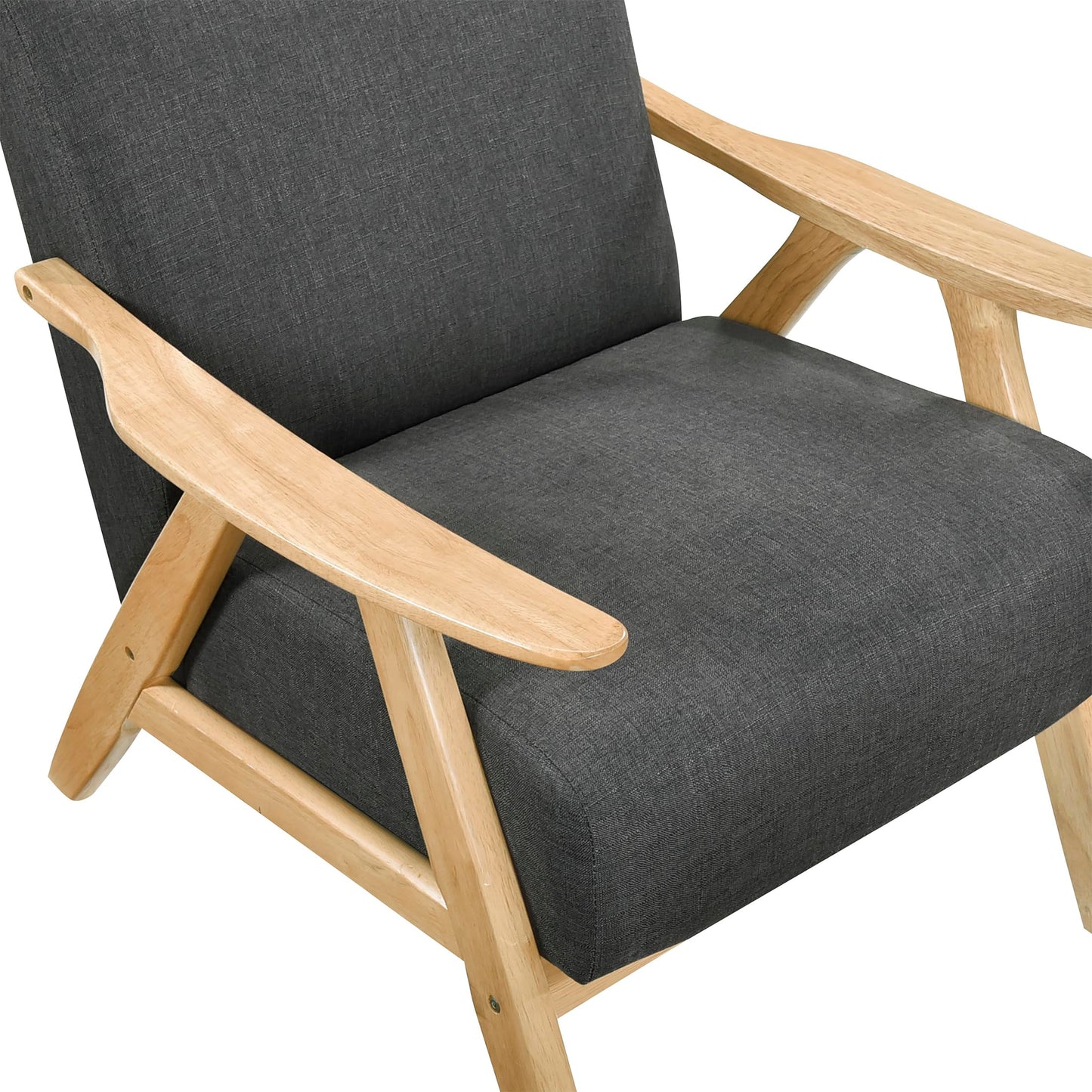 Lexicon Mid Century Modern Accent Chair with Solid Wood Frame in Walnut Finish, Upholstered Living Room Lounge Arm Chair, Thick and Comfy Innerspring Seat Cushion, Linen-Look Fabric, Gray