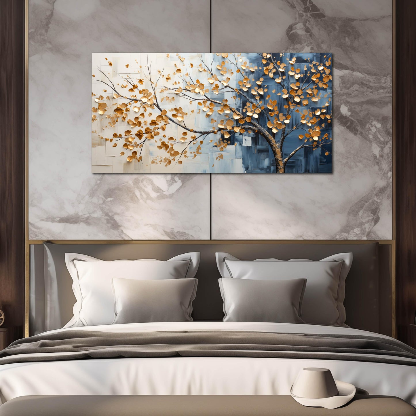 Kepgonegu Large Tree of Life Wall Art for Living Room Bedroom Office Gold Tree Leaves Landscape Picture Modern Artwork Canvas Prints 20x40 Inch