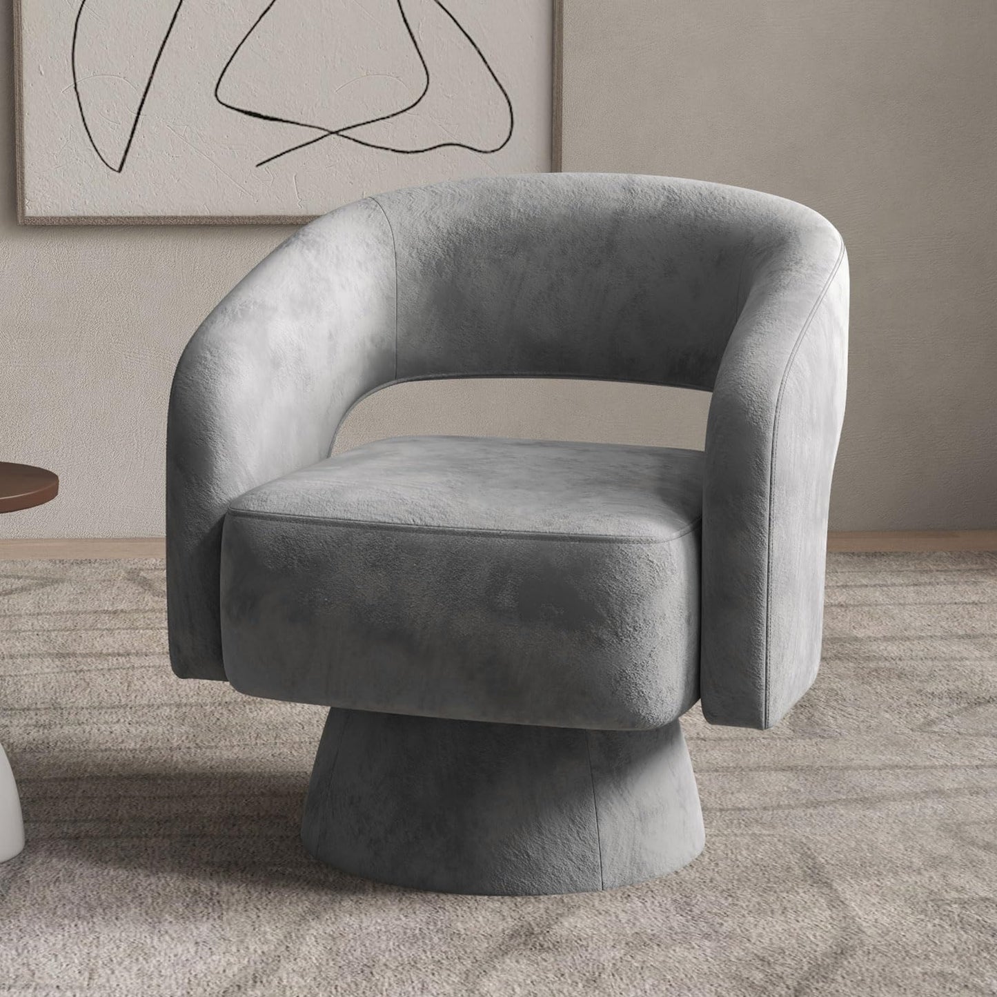 Bonzy Home Swivel Barrel Chair,Velvet Accent Armchair 360 Degree Swivel Club Chair for Living Room Bedroom Reception Room, Dark Grey
