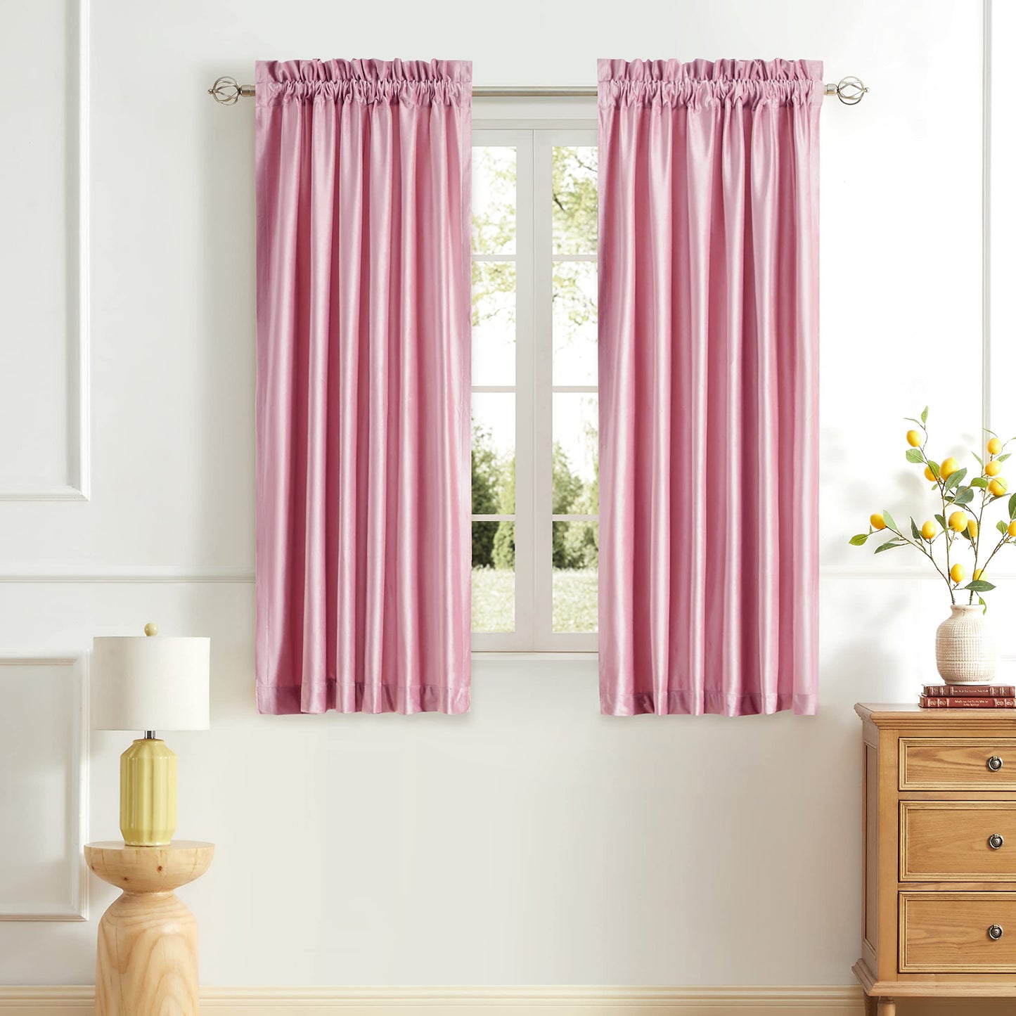 PRIMROSE Velvet Curtains 84 inch for Living Room Champagne Beige Rod Pocket Window Drapes Treatment Semi Room Darkening Decor Curtains for Bedroom Set of 2 Panels