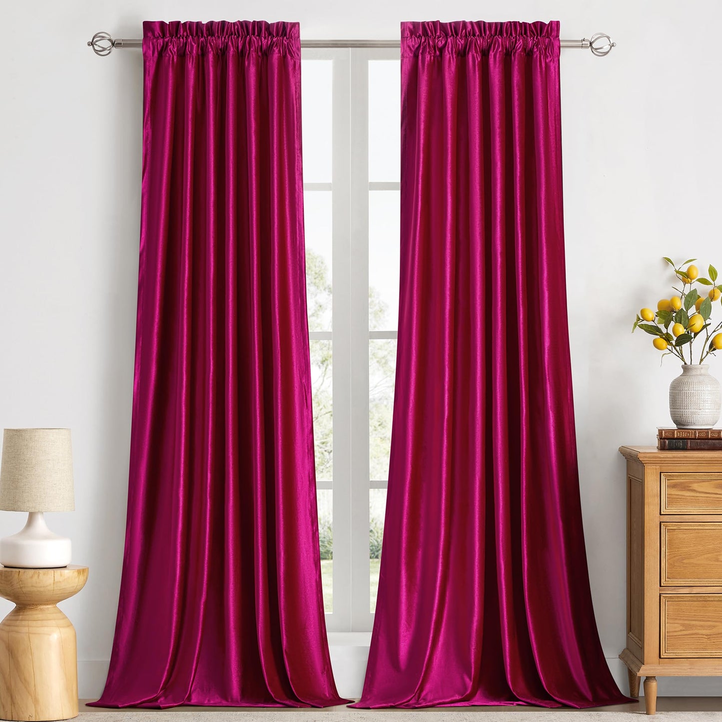 PRIMROSE Velvet Curtains 84 inch for Living Room Champagne Beige Rod Pocket Window Drapes Treatment Semi Room Darkening Decor Curtains for Bedroom Set of 2 Panels