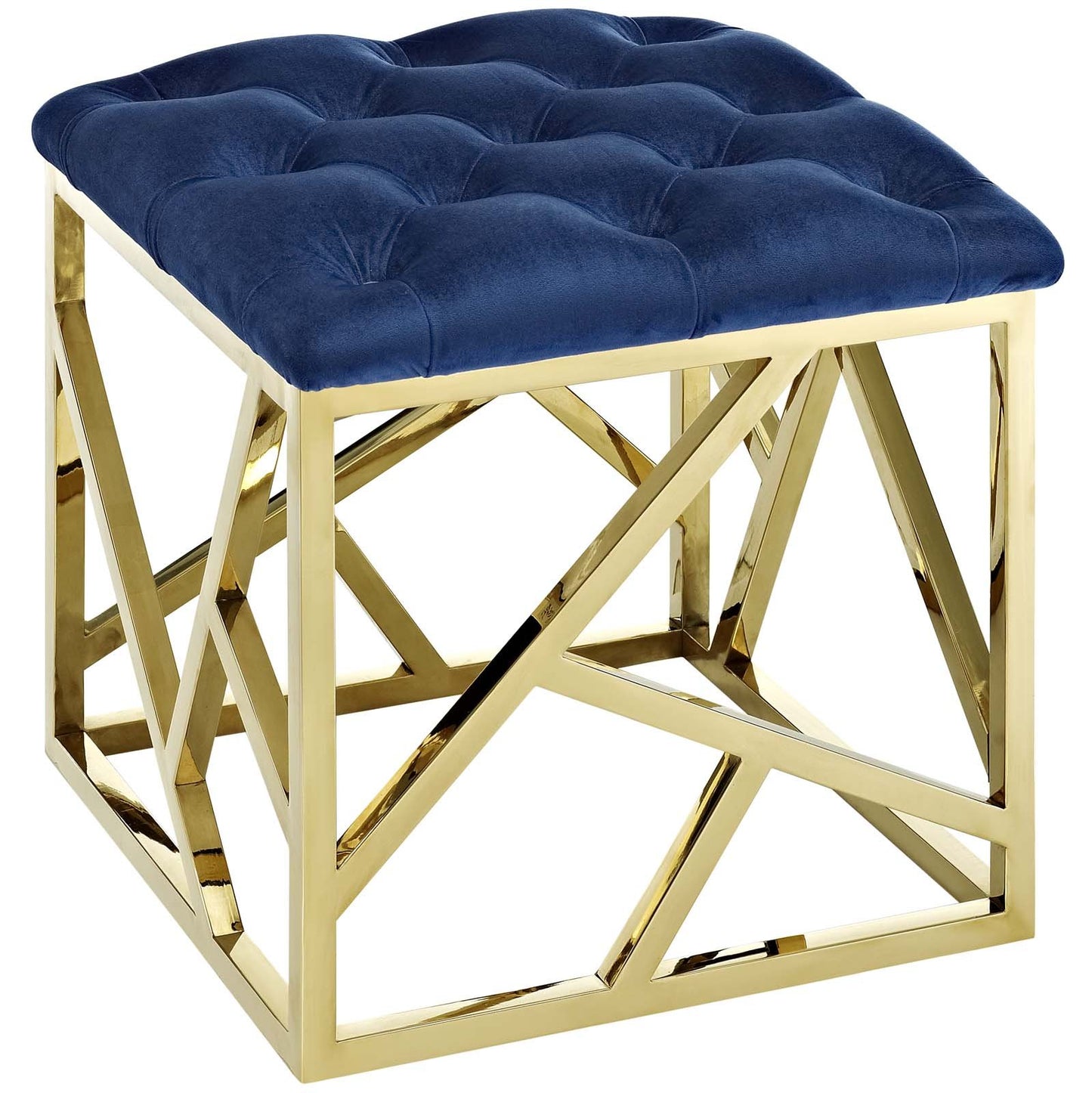 Modway intersperse Button-Tufted Contemporary Modern with Metallic Frame, Bench, Silver Gray